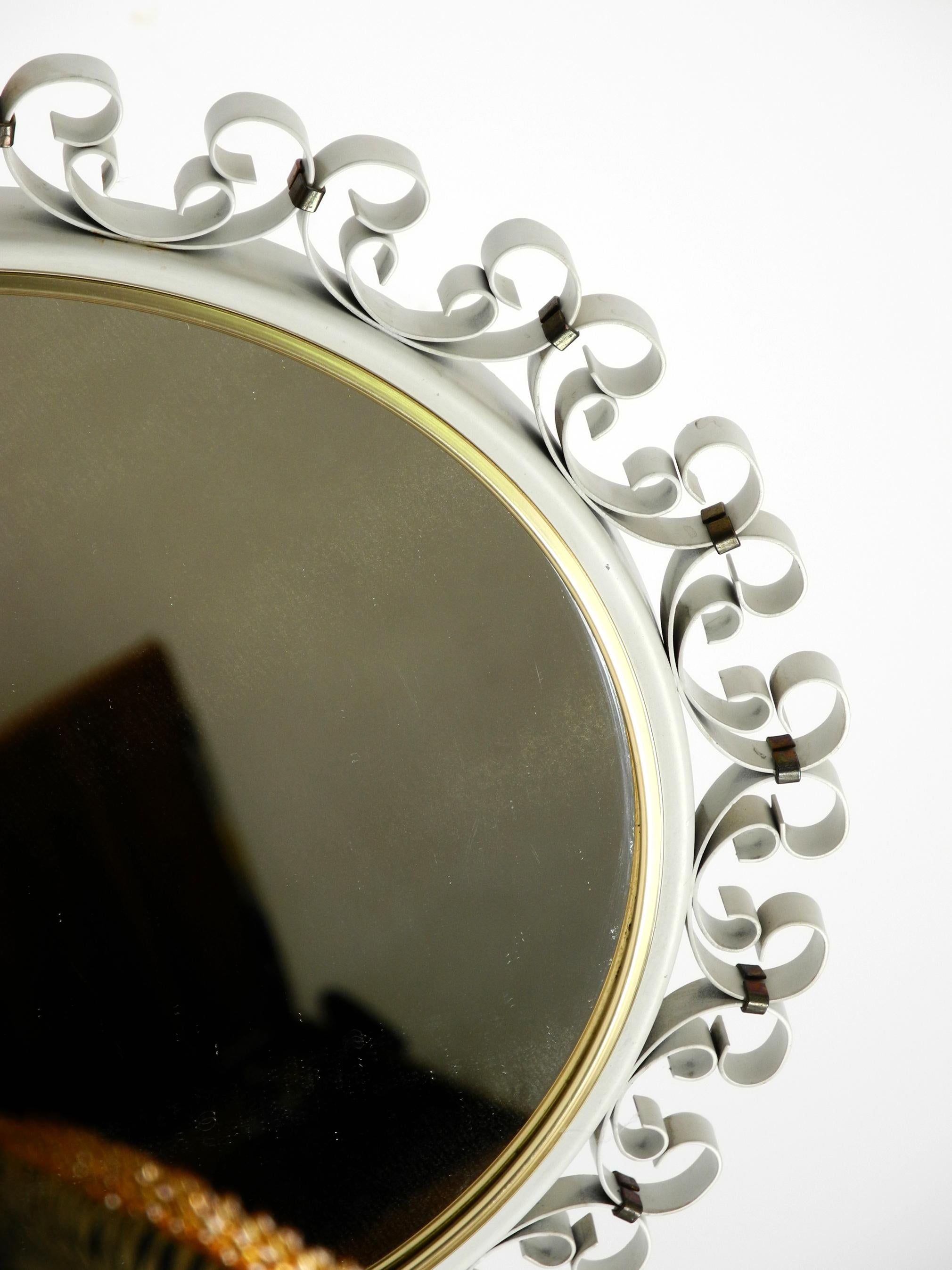 Mid-20th Century Beautiful and Rare Swiveling Midcentury Metal Table Mirror in White For Sale