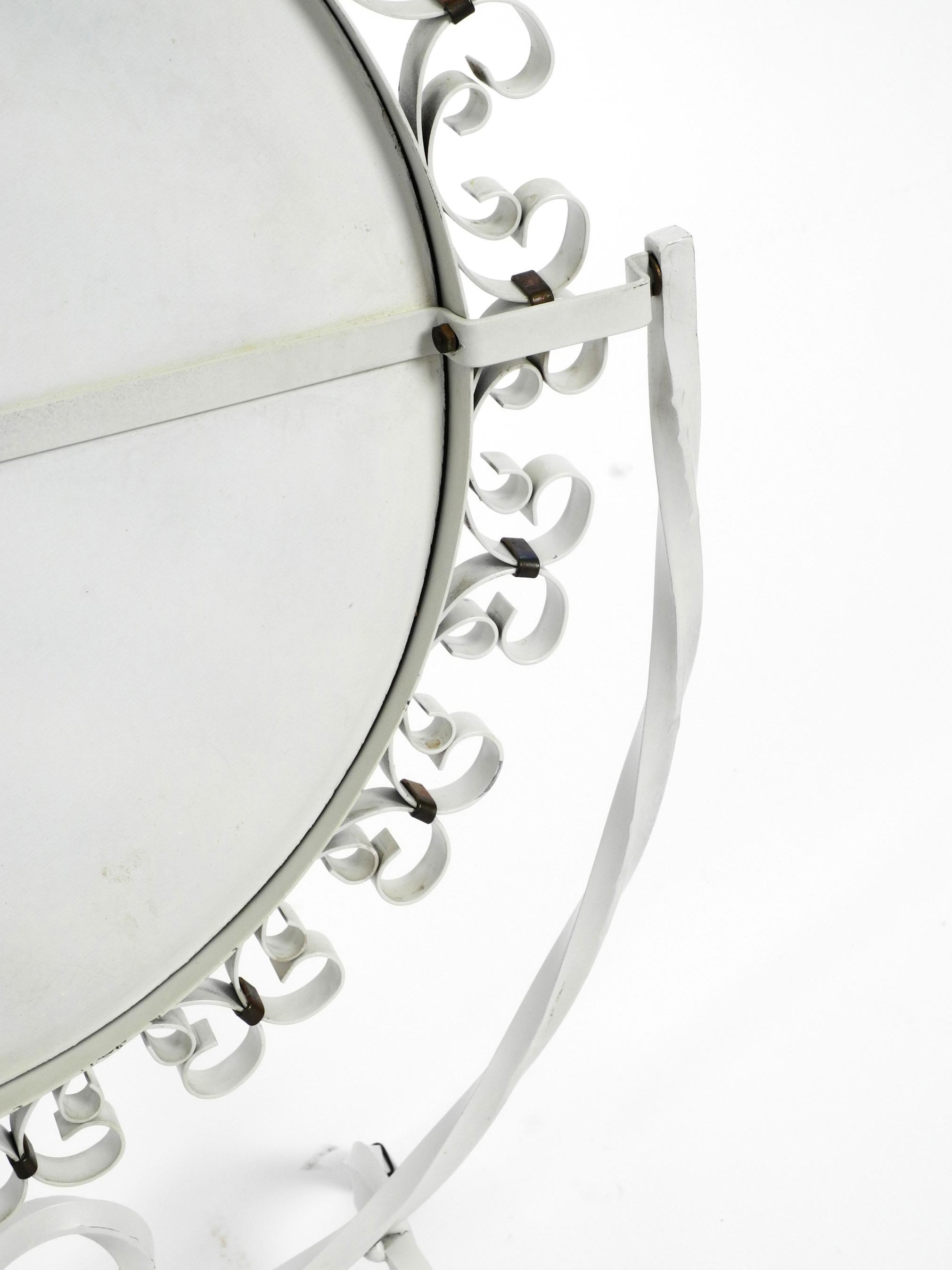 Beautiful and Rare Swiveling Midcentury Metal Table Mirror in White For Sale 2
