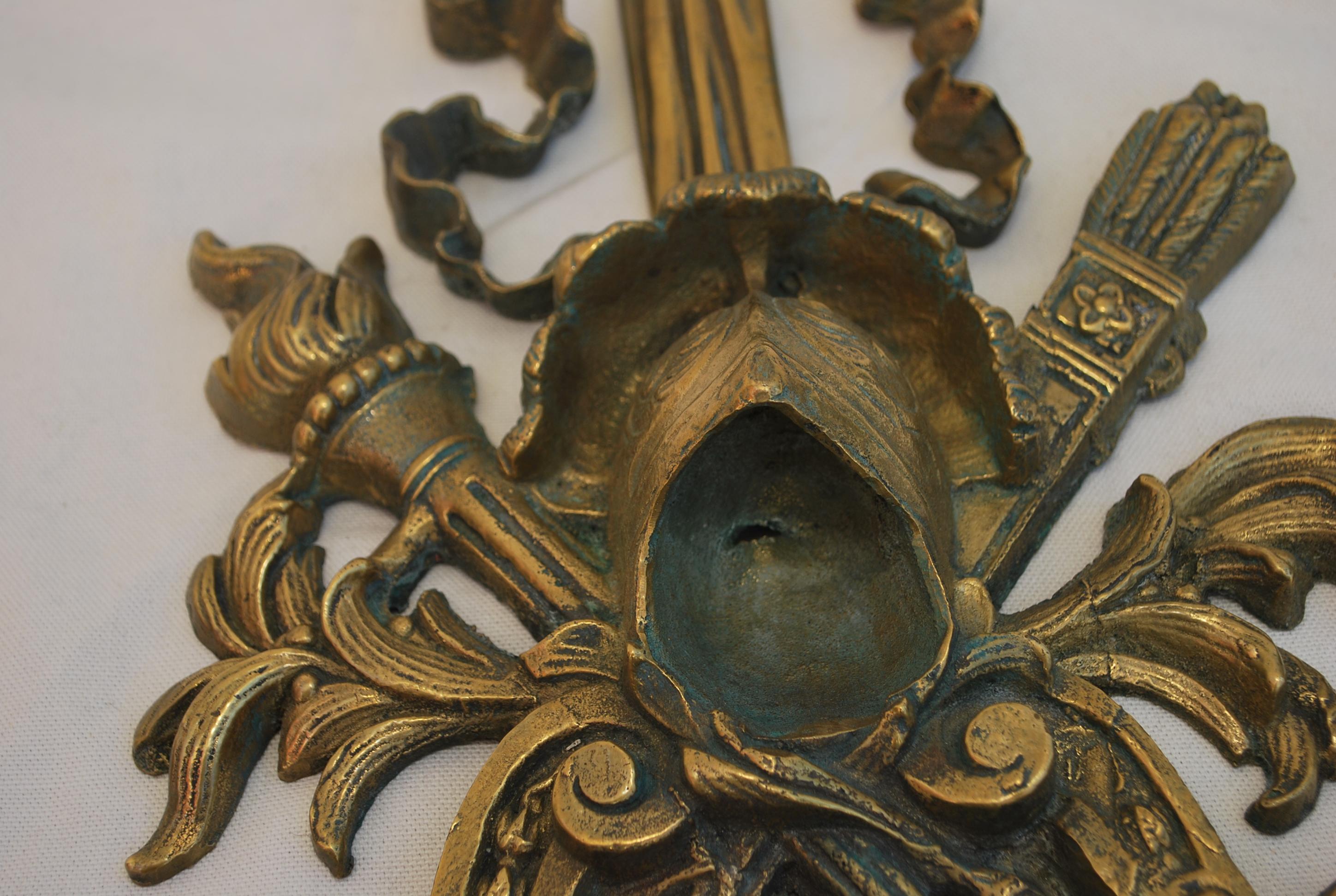 Beautiful and Rare Very Large French Bronze Sconces For Sale 7