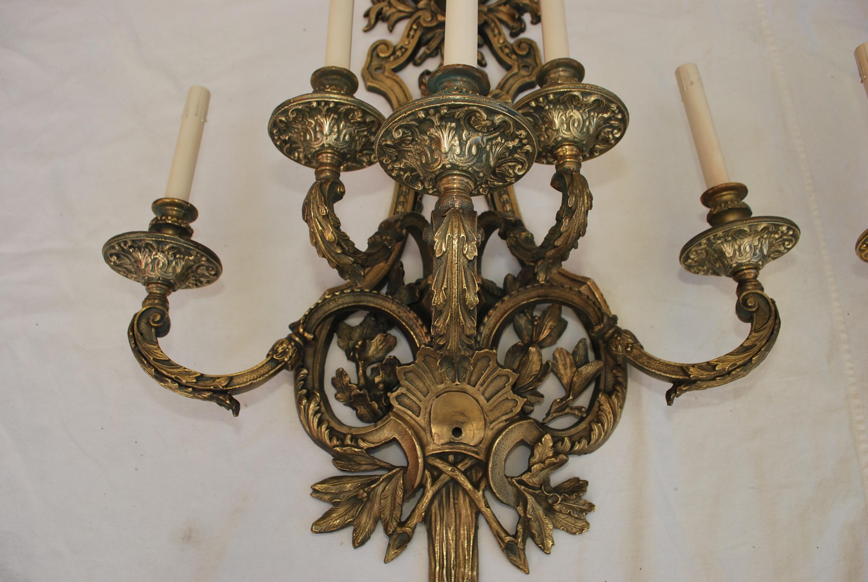 Beautiful and Rare Very Large French Bronze Sconces For Sale 8