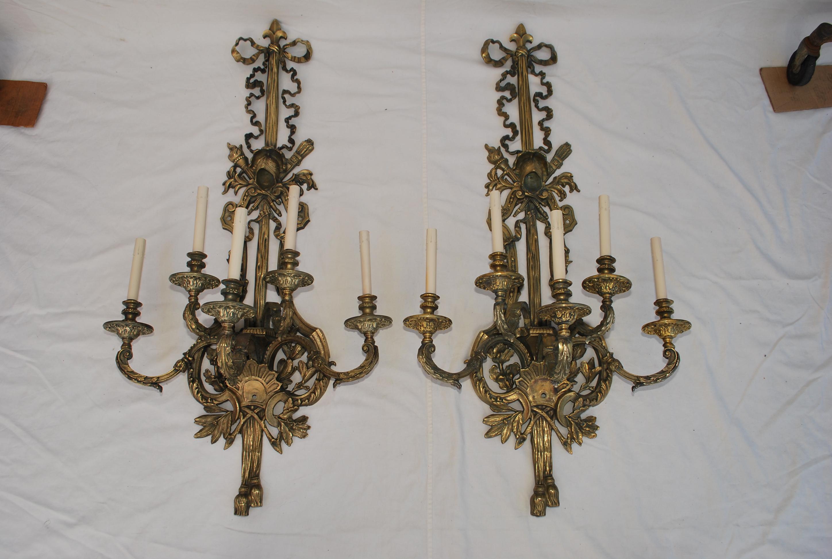 Beautiful and Rare Very Large French Bronze Sconces For Sale 12