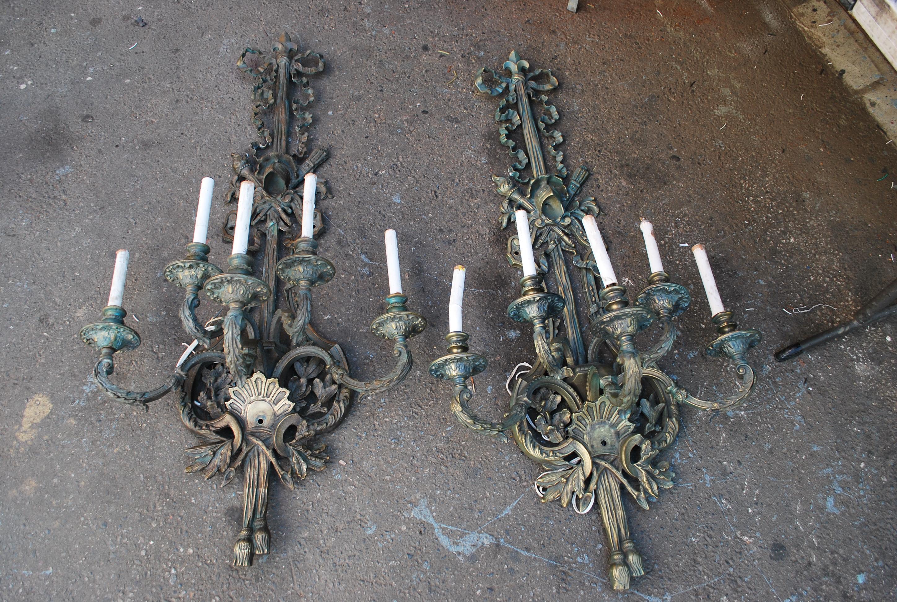 Beautiful and Rare Very Large French Bronze Sconces For Sale 13