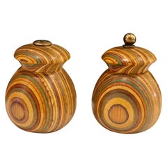 Beautiful and Rare Zebra Wood Salt and Pepper Shakers with Brass Fittings