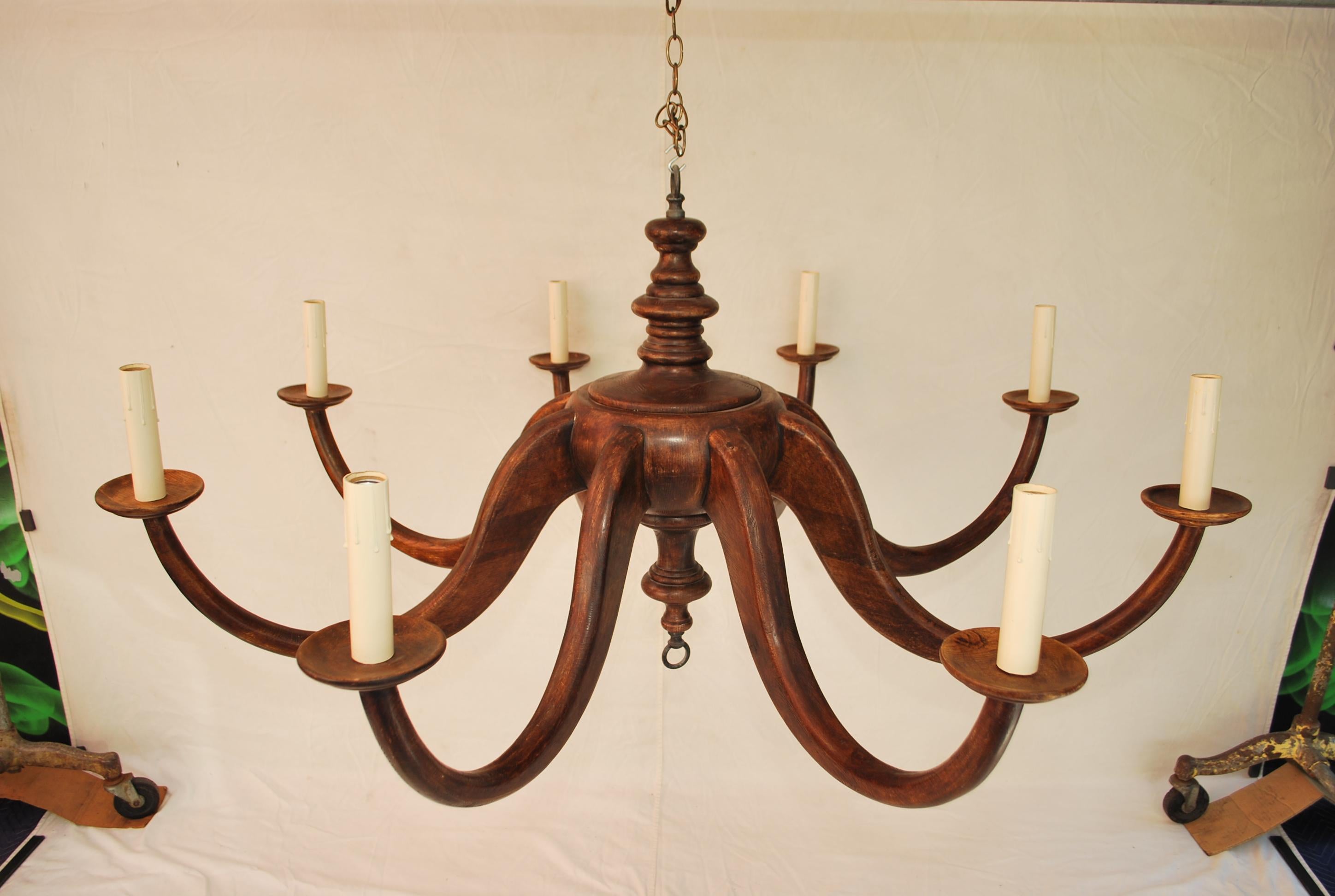 Wood beautiful and sexy  large wood chandelier For Sale