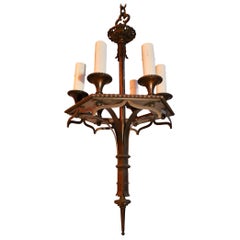 Beautiful and Sexy Small 1920s Bronze Chandelier