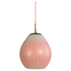 Beautiful and Small 1950s Hanging Glass Lamp, Red Stripes, Germany