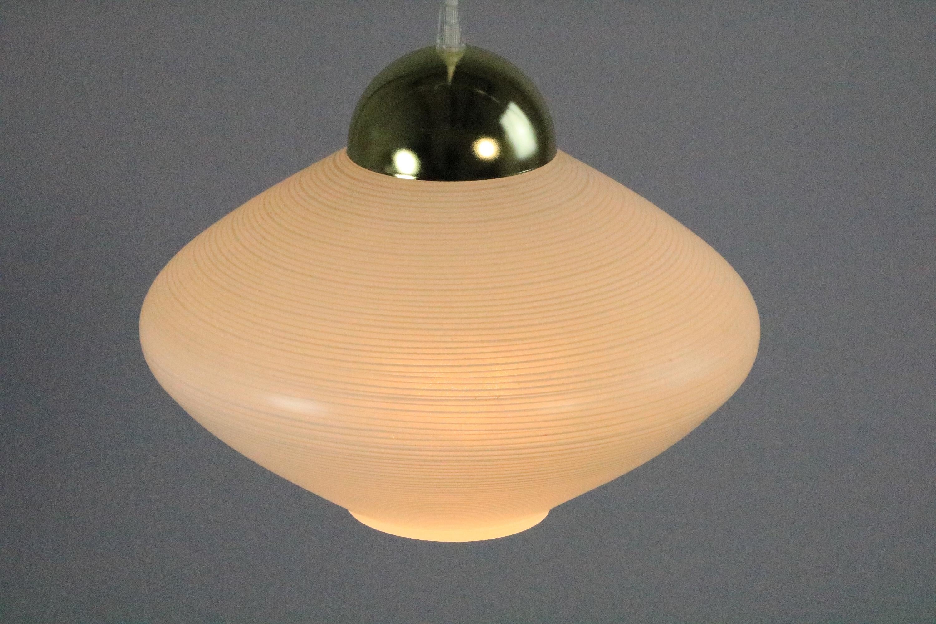 Beautiful and Small 1950s Hanging Glass Lamp, White, Germany In Good Condition For Sale In Berlin, BE