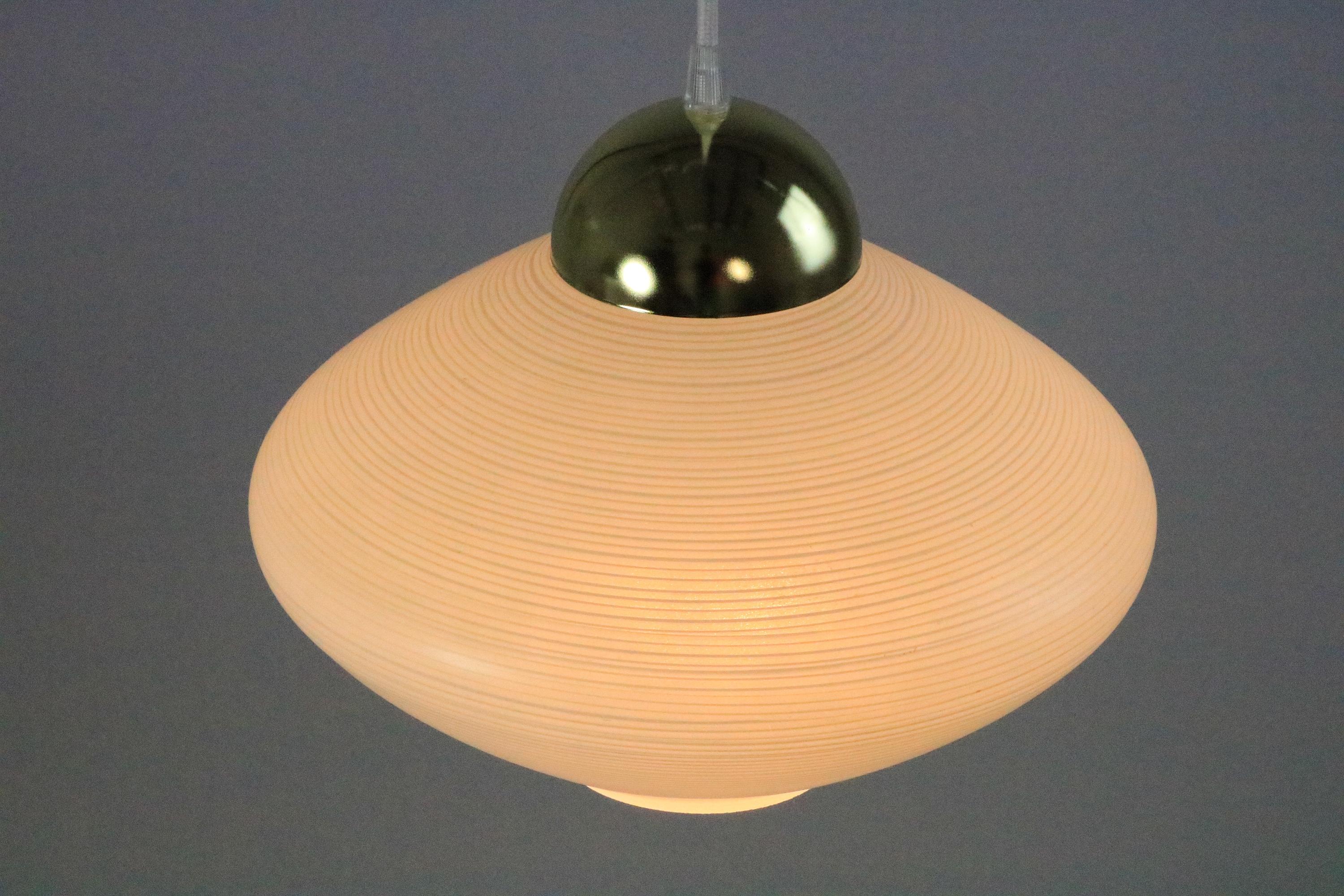 20th Century Beautiful and Small 1950s Hanging Glass Lamp, White, Germany For Sale