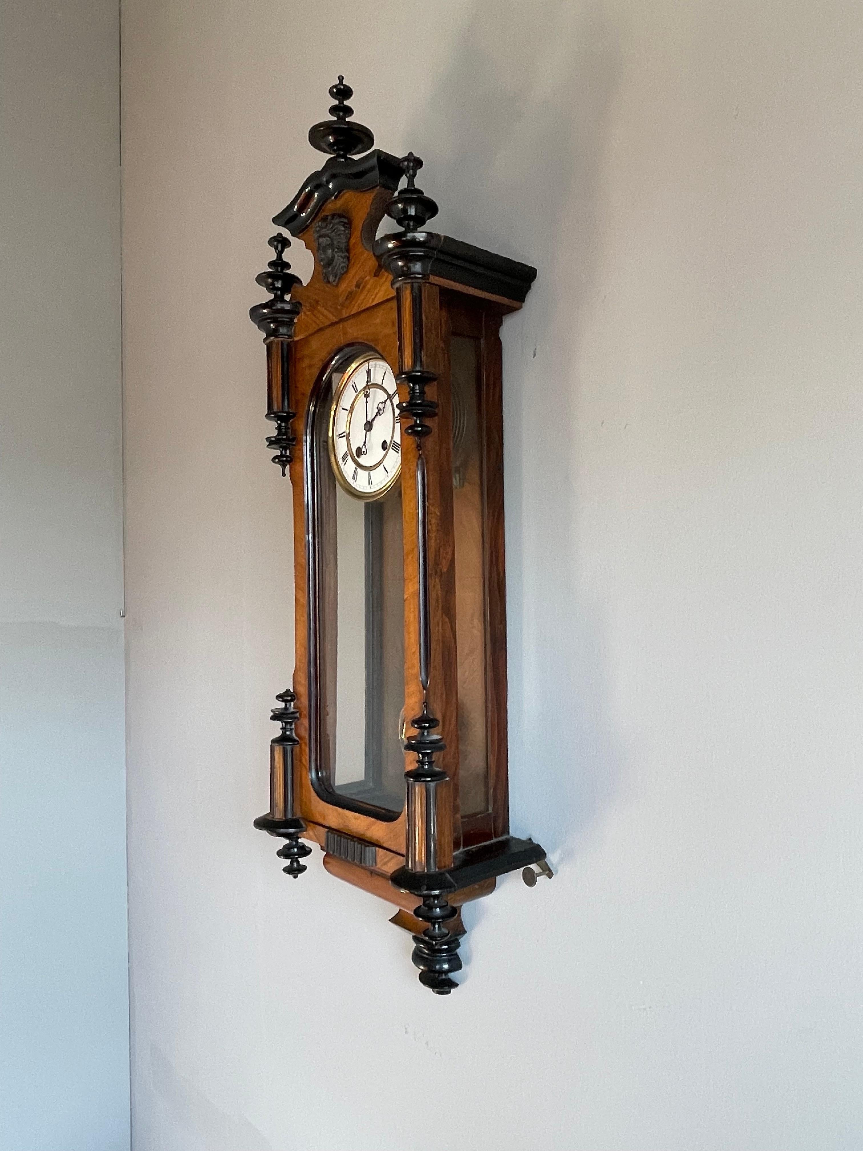 Brass Beautiful and Stylish Victorian Era Handmade Nutwood Regulator Wall Clock 1880 For Sale
