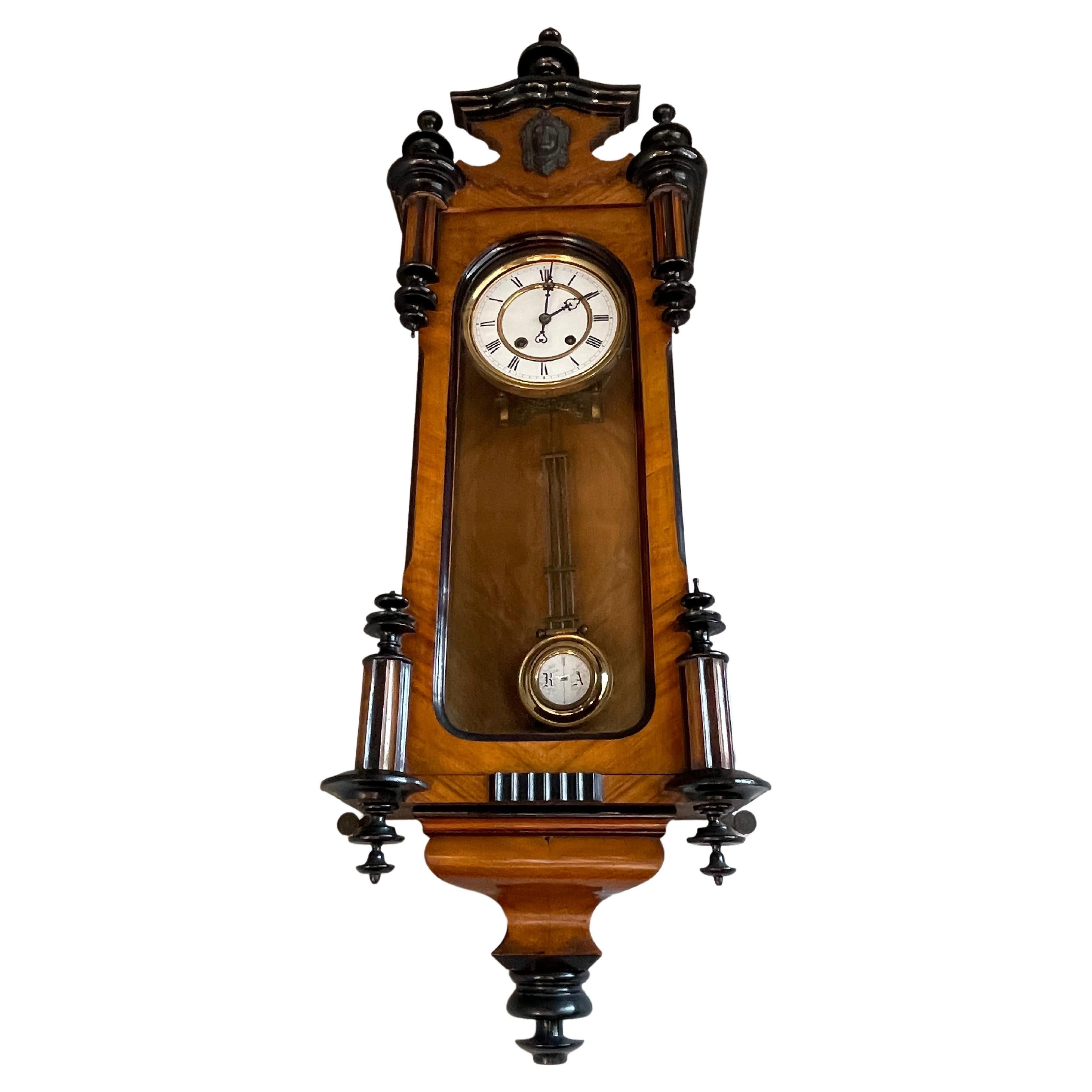 Beautiful and Stylish Victorian Era Handmade Nutwood Regulator Wall Clock 1880