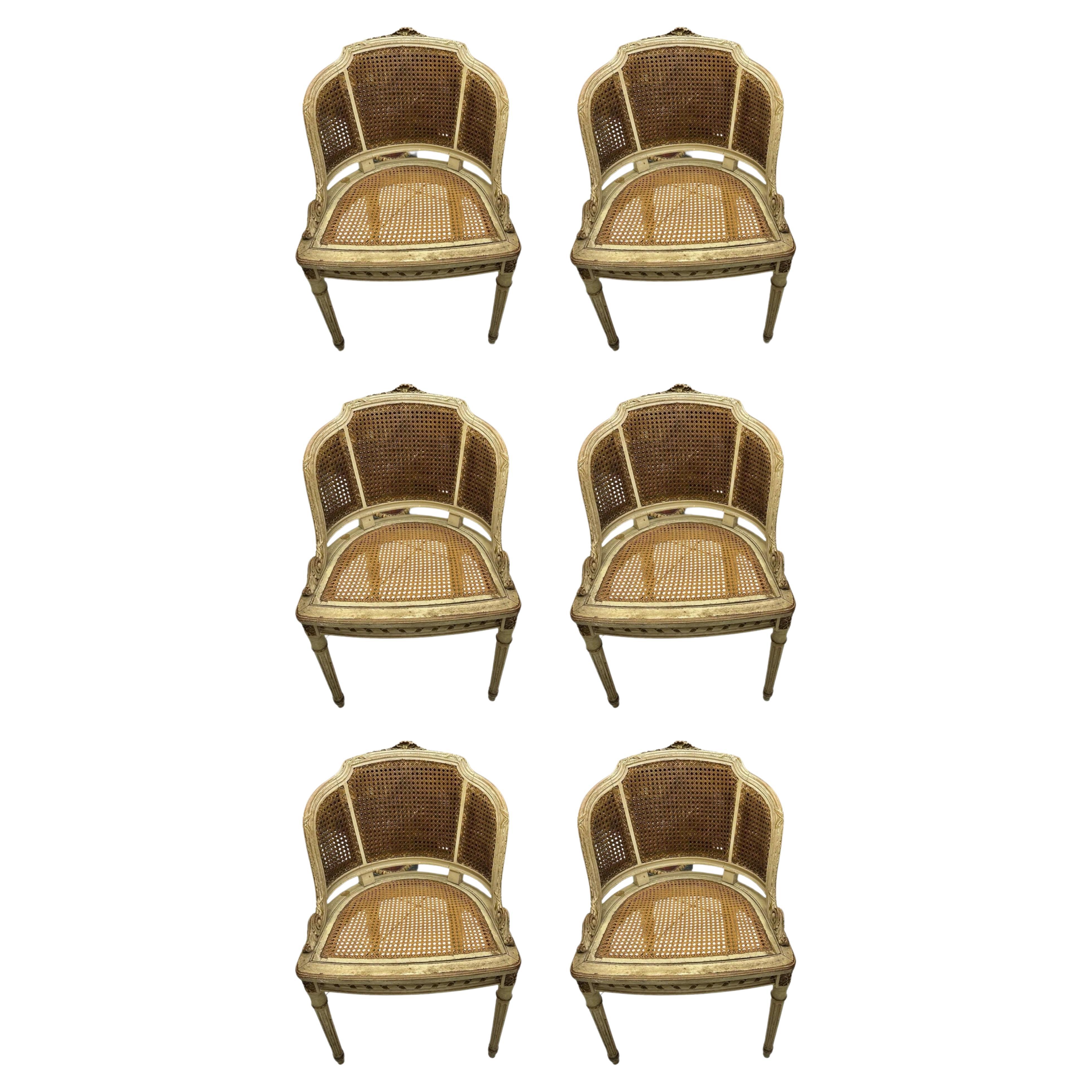 Magnifique et unique 6 (six) fauteuils italiens du 19ème siècle