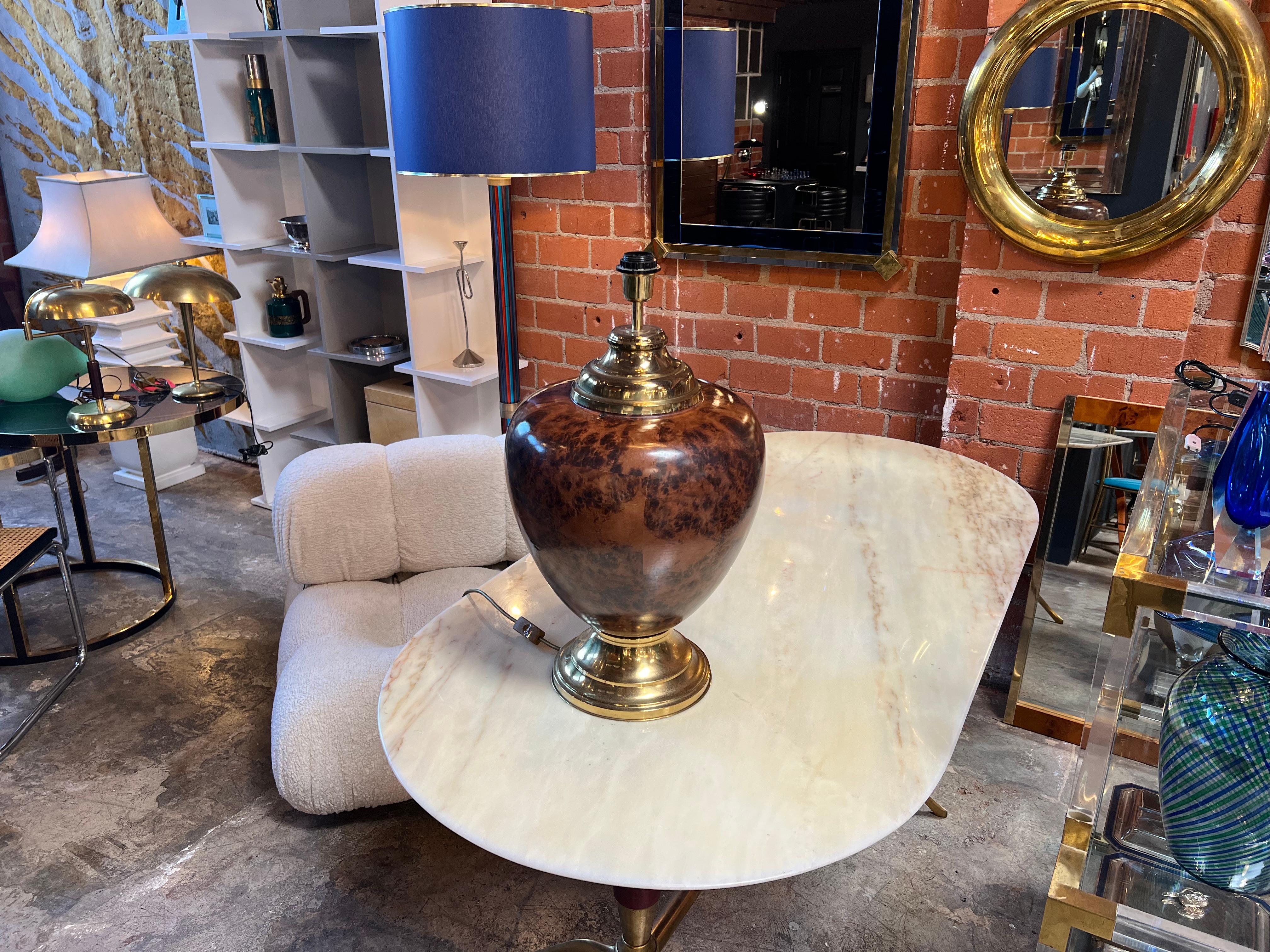 The Beautiful and Unique Briar Italian Table Lamp by Tommaso Barbi from the 1960s is an exceptional piece of lighting artistry. Designed by Tommaso Barbi, an Italian craftsman known for his distinctive creations, this lamp showcases a blend of