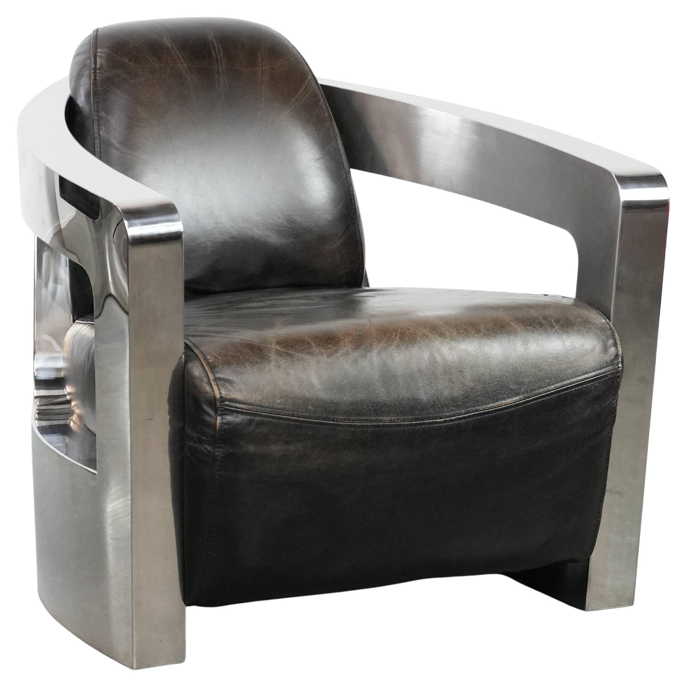 Beautiful and unique design Aviator armchair with an aluminium frame
