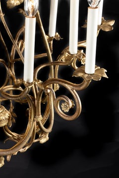 Beautiful and Unique French Art Nouveau Bronze Chandelier