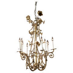 Beautiful and Unique French Art Nouveau Bronze Chandelier