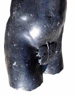 BEAUTIFUL AND UNIQUE SATYR TORSO HANDMADE BLACK MARBLE 21th Century