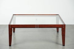 Beautiful and unique square Art Deco design coffee table with a glass top