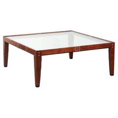 Beautiful and unique square Art Deco design coffee table with a glass top