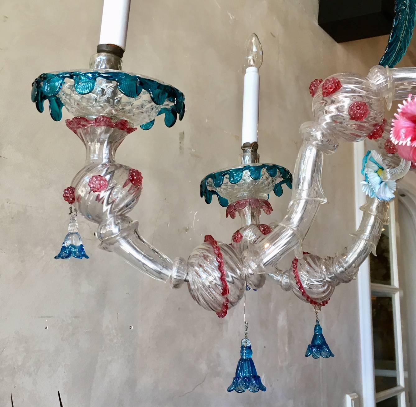 20th Century Beautiful and Very Large Colorful Murano Ca'rezzonico Chandelier For Sale