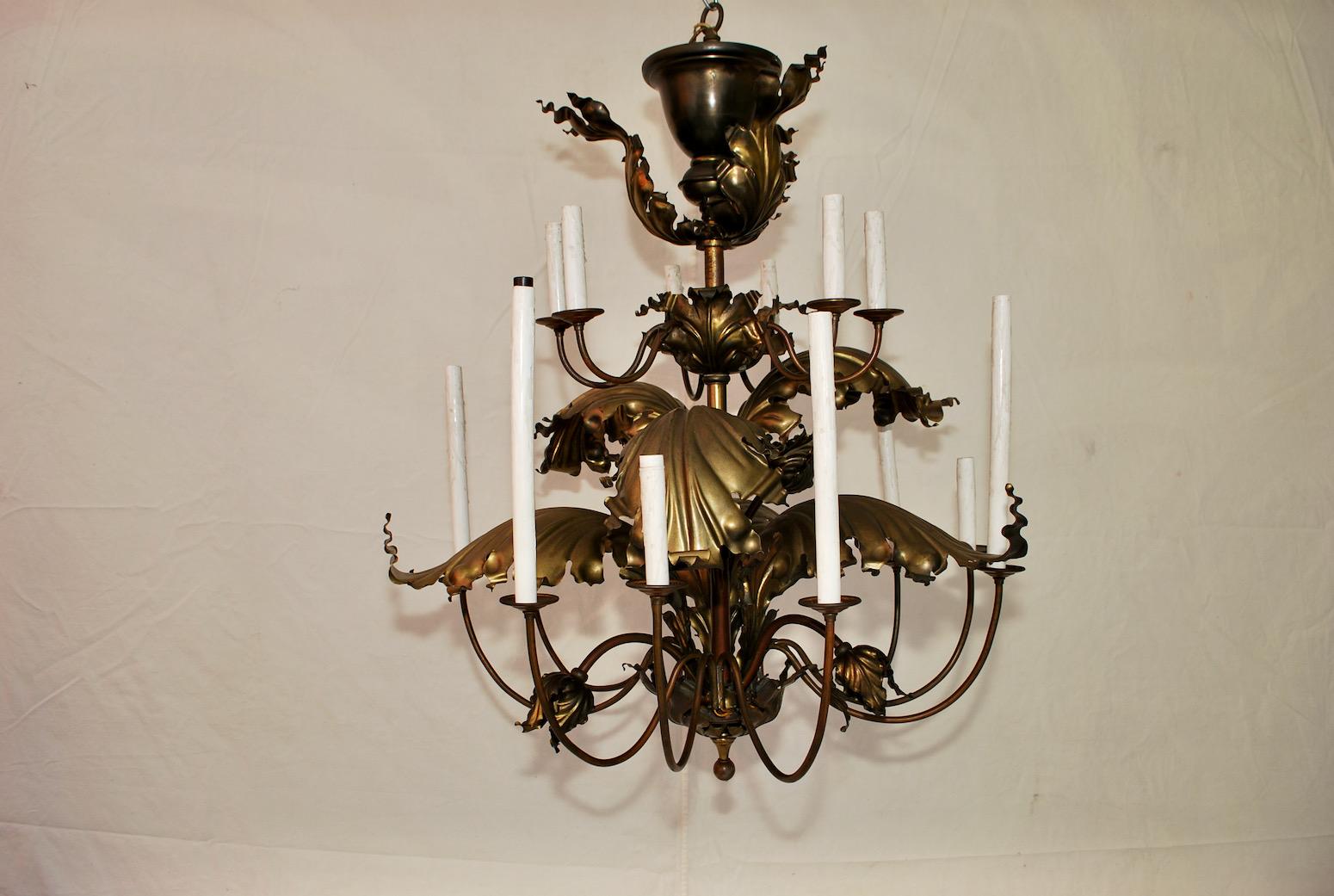 I have been selling chandeliers for over 25 years, I have never seen of this kind, it is exceptional, I love it so much I bought it from an antiques dealer, the patina is so much nicer in person.