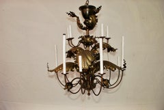 Beautiful and Very Rare 1920's Large Leaves Chandelier
