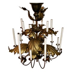 Antique Beautiful and Very Rare 1920's Large Leaves Chandelier