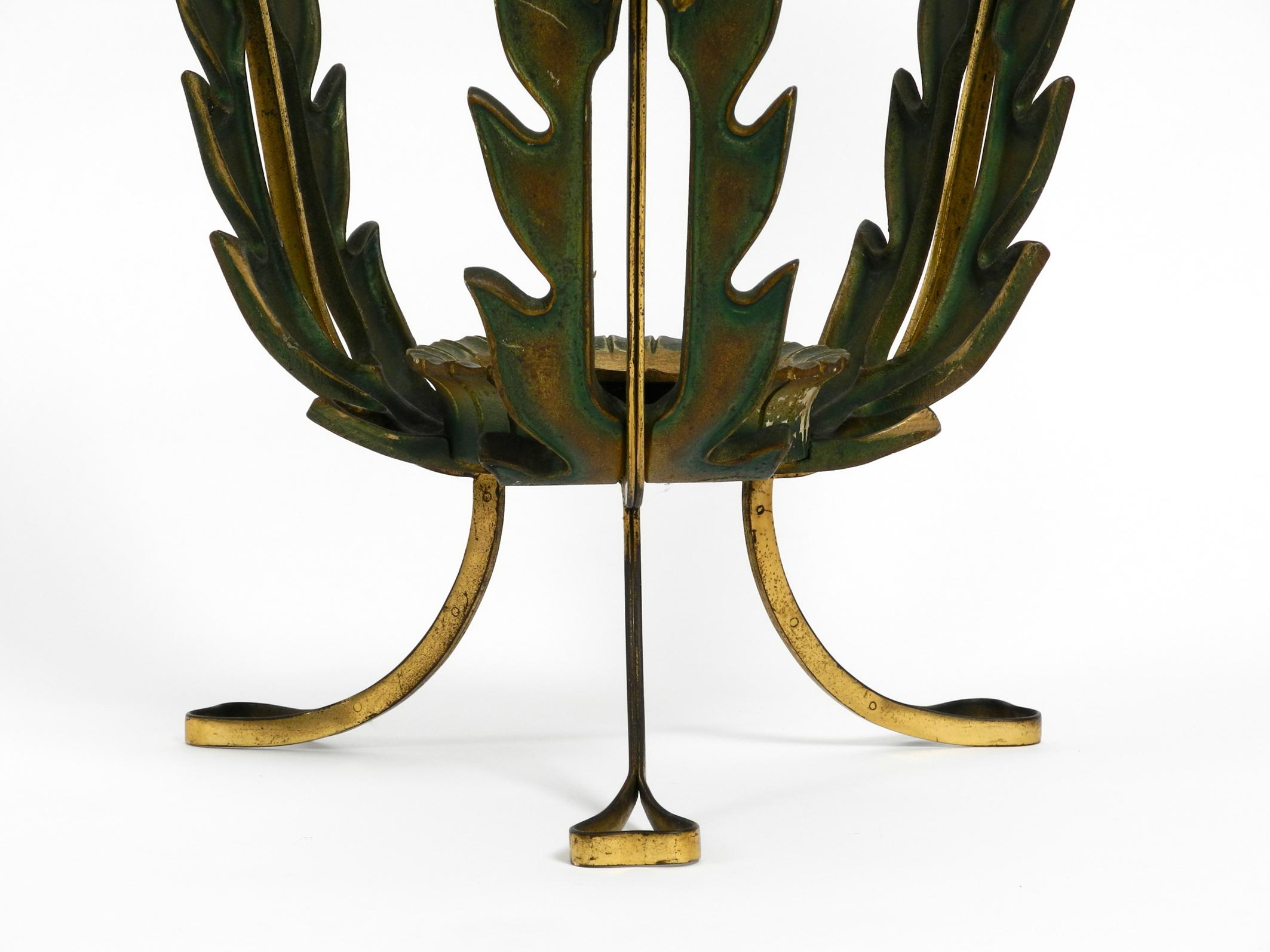 Beautiful and Very Rare Italian Midcentury Glass Brass Floral Side Table 11