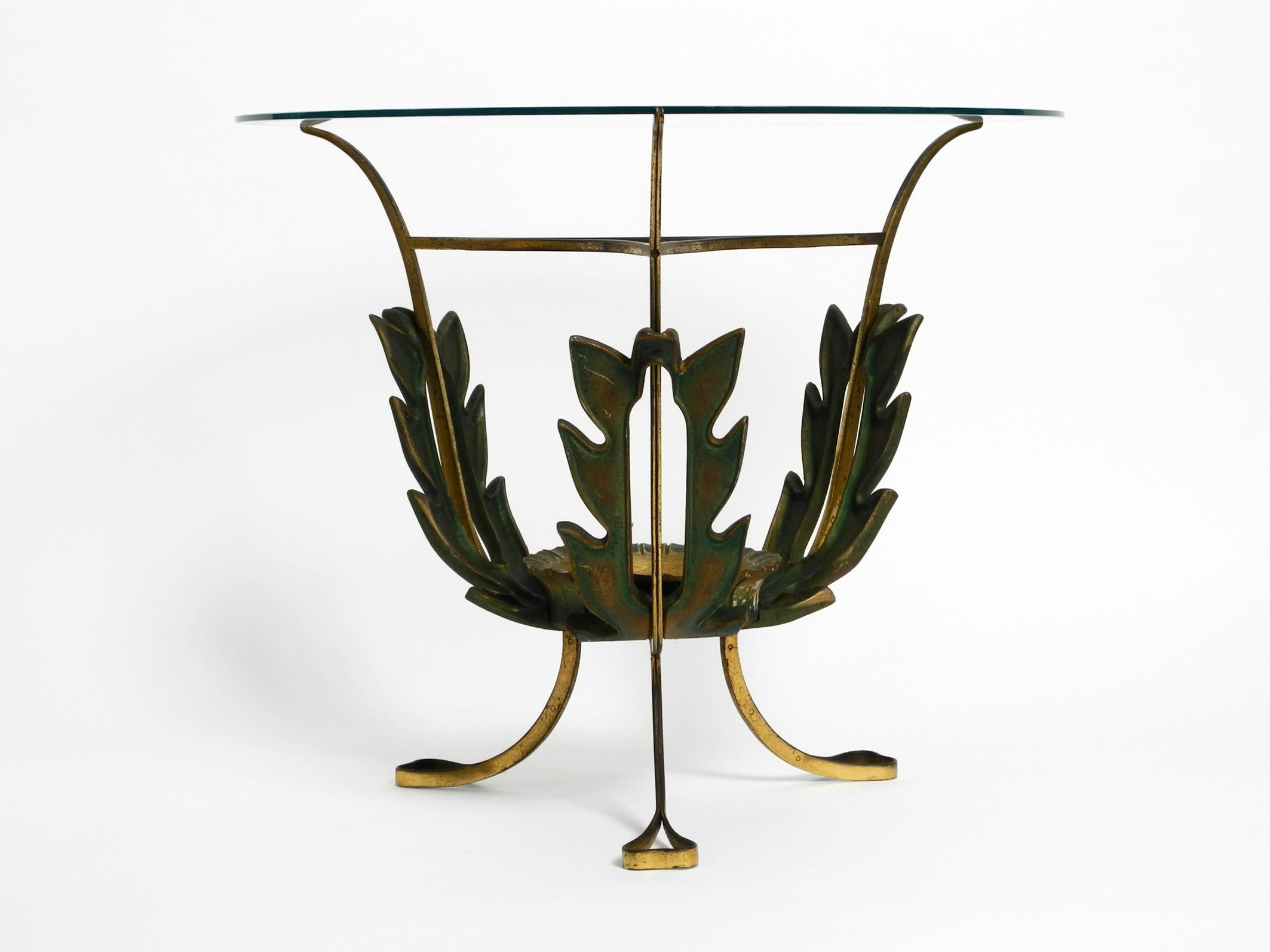 Beautiful and Very Rare Italian Midcentury Glass Brass Floral Side Table 14