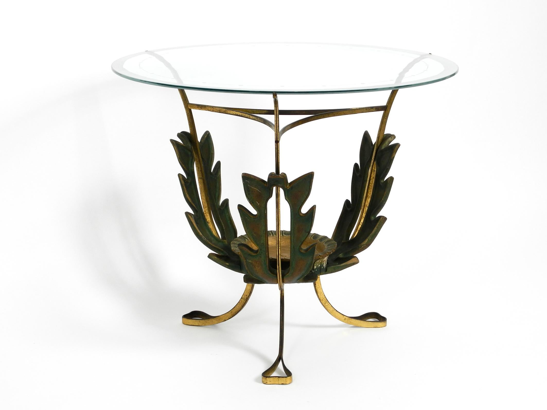 Beautiful and Very Rare Italian Midcentury Glass Brass Floral Side Table 15