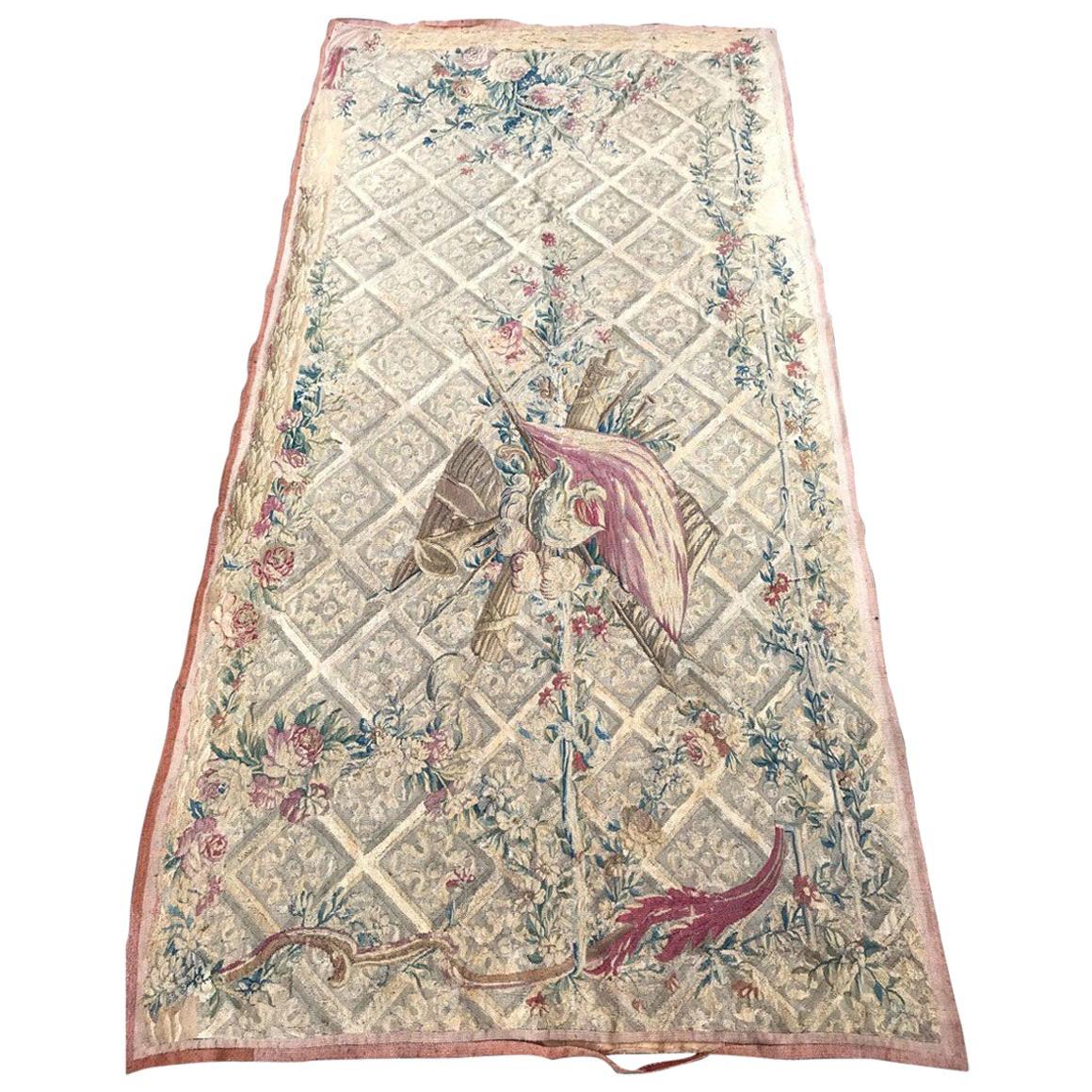 Magnifique tapisserie ancienne d'Aubusson du 18ème siècle en vente