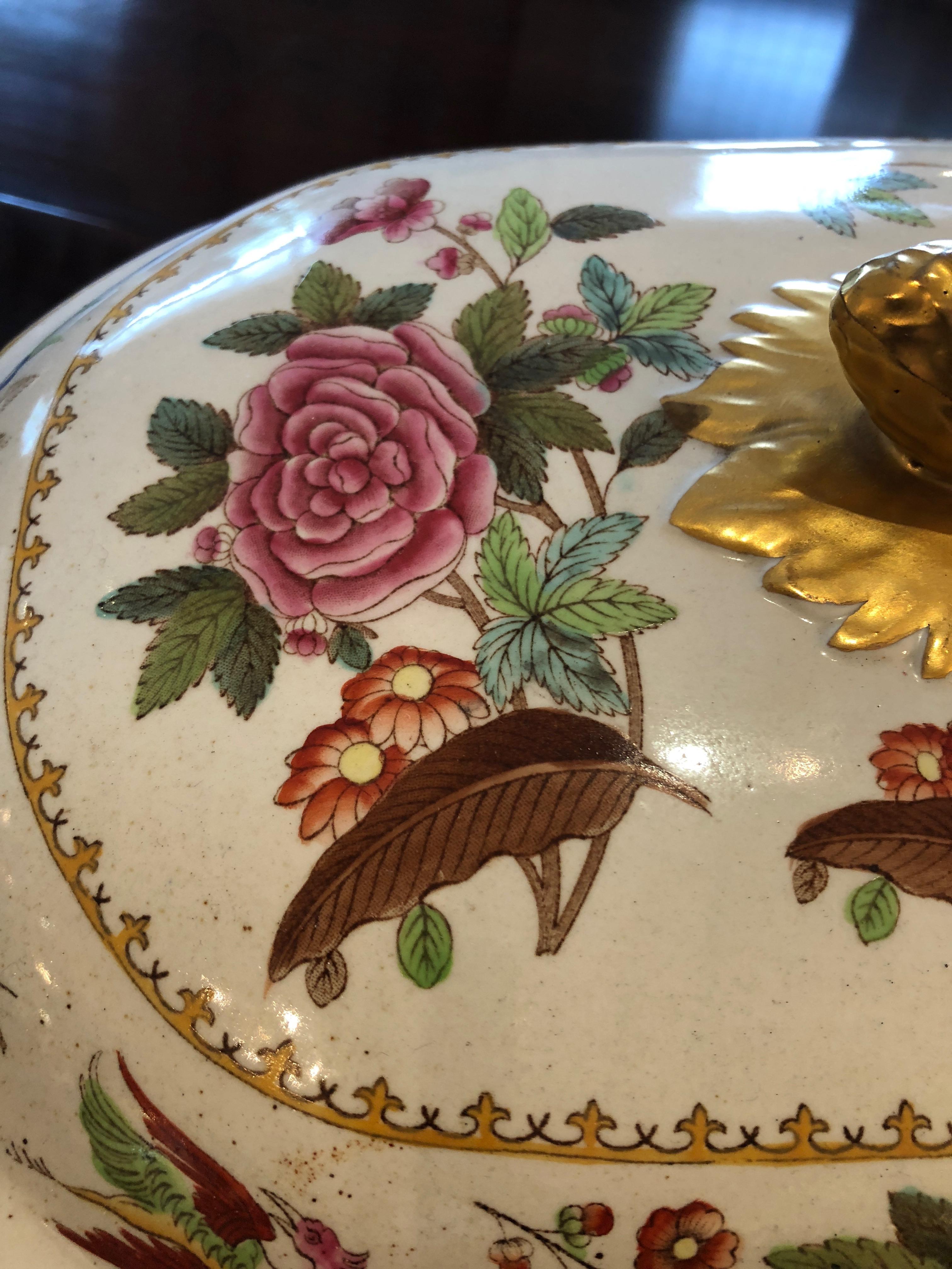 Beautiful Antique 3-Piece Copeland Porcelain Soup Tureen In Excellent Condition In Hopewell, NJ