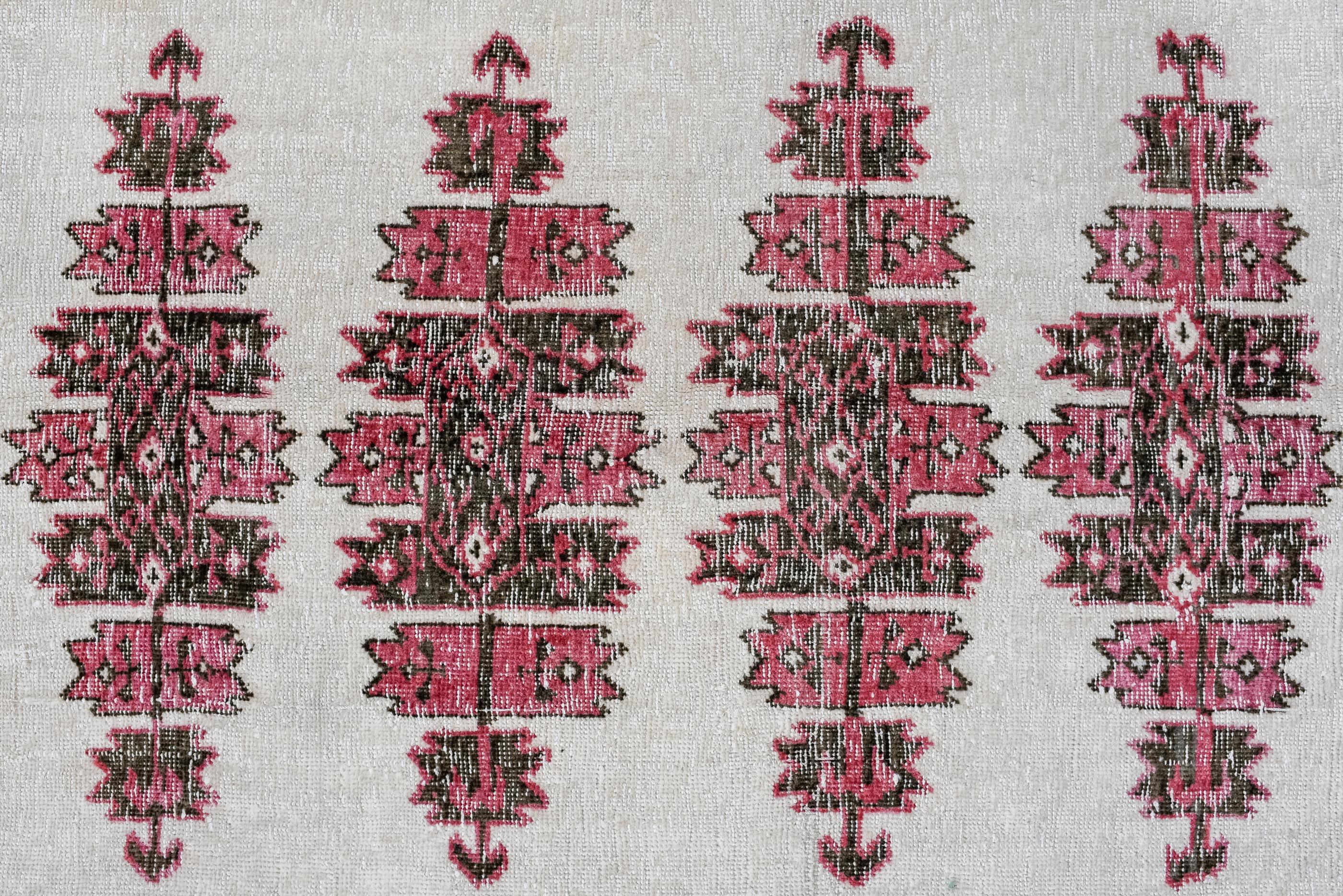 Beautiful Antique Afghan Rug with Ecru Field, Circa 1930's  In Good Condition In New York, NY
