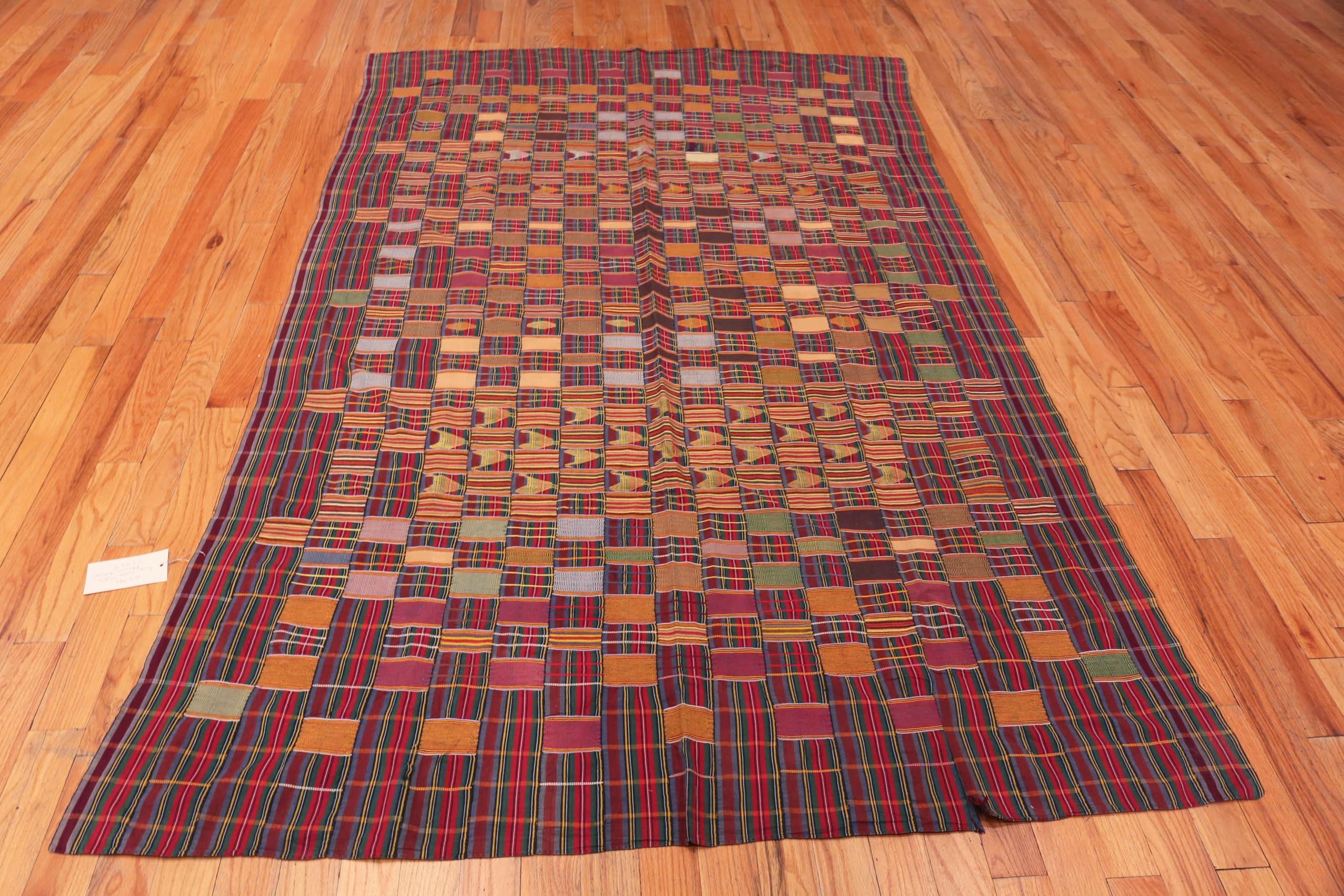 Precioso Tejido Africano Antiguo de Tela Ewe Kente 5'7