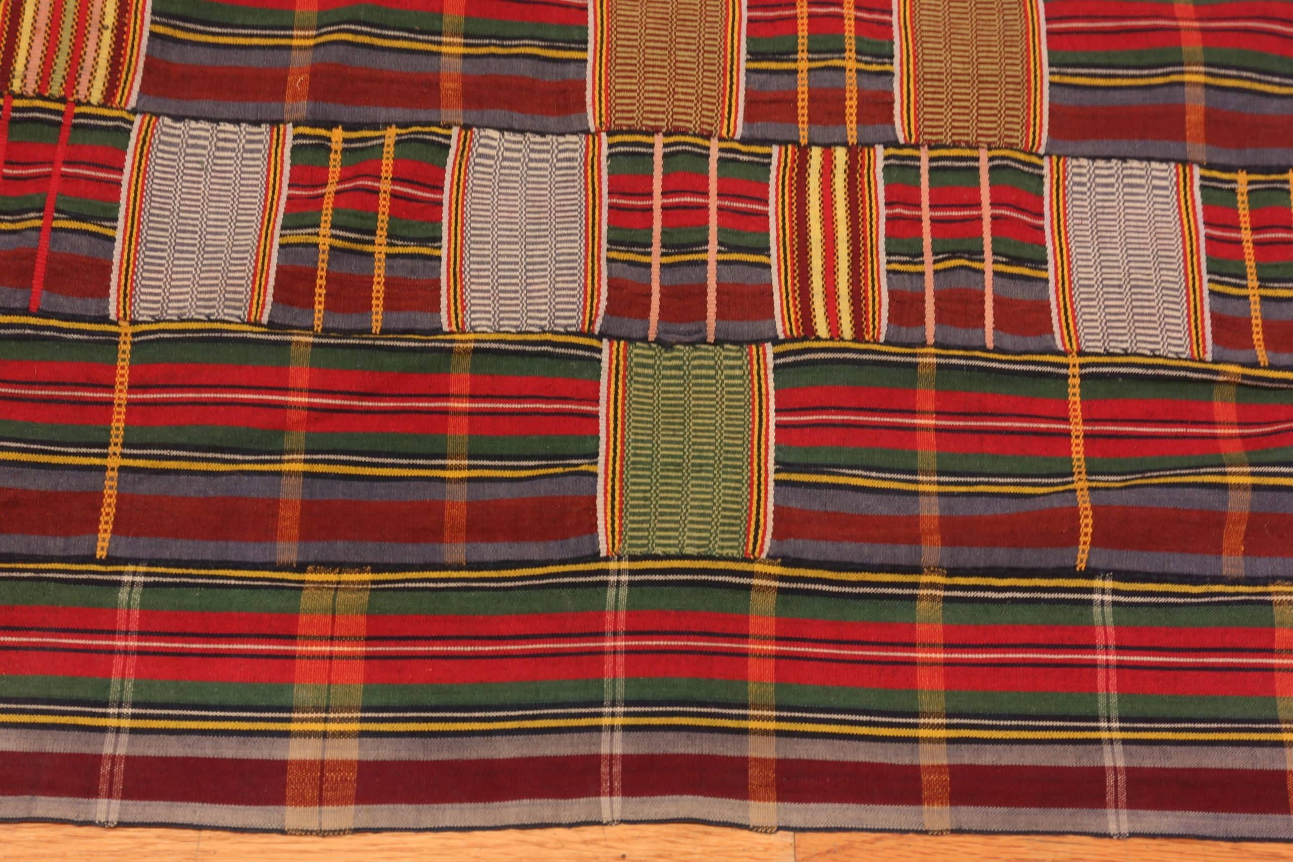Hand-Woven Beautiful Antique African Ewe Kente Cloth Textile 5'7