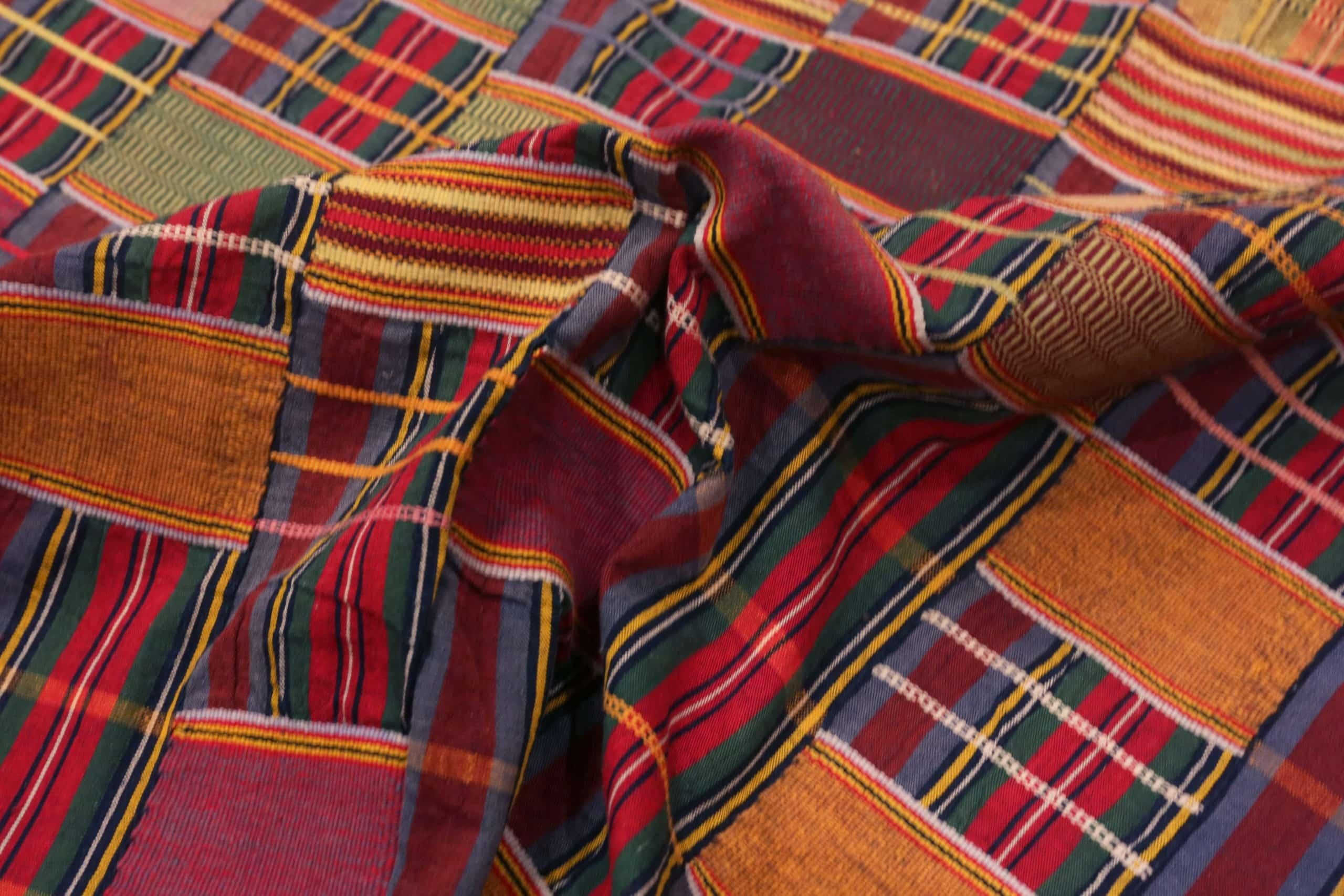 Precioso Tejido Africano Antiguo de Tela Ewe Kente 5'7