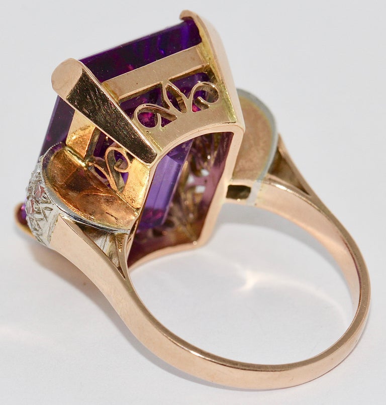 Beautiful, Antique Amethyst Ring, Rose Gold with Diamonds For Sale at 1stDibs amethyst gold