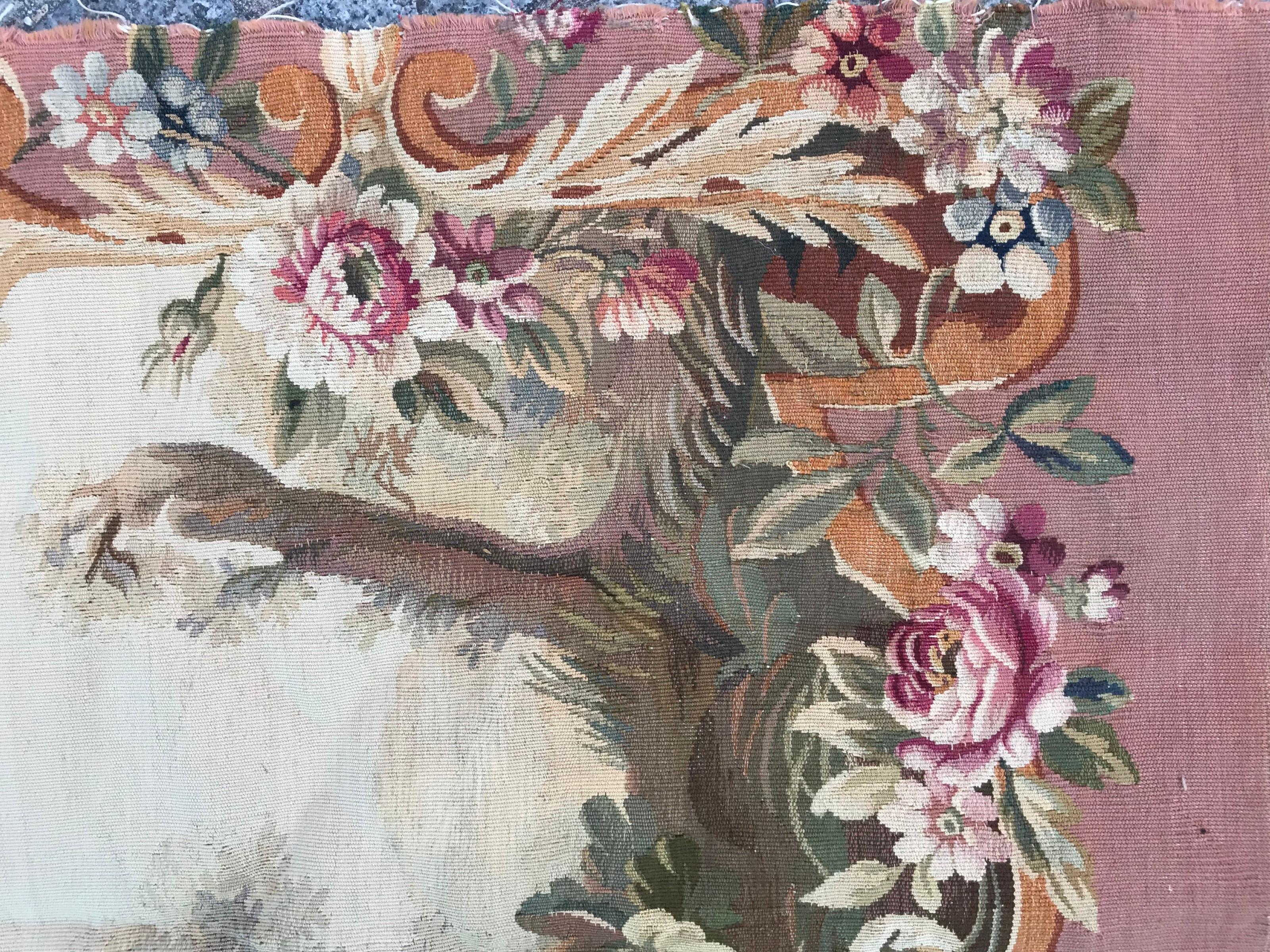 Beautiful Antique Aubusson Sofa Tapestry 3
