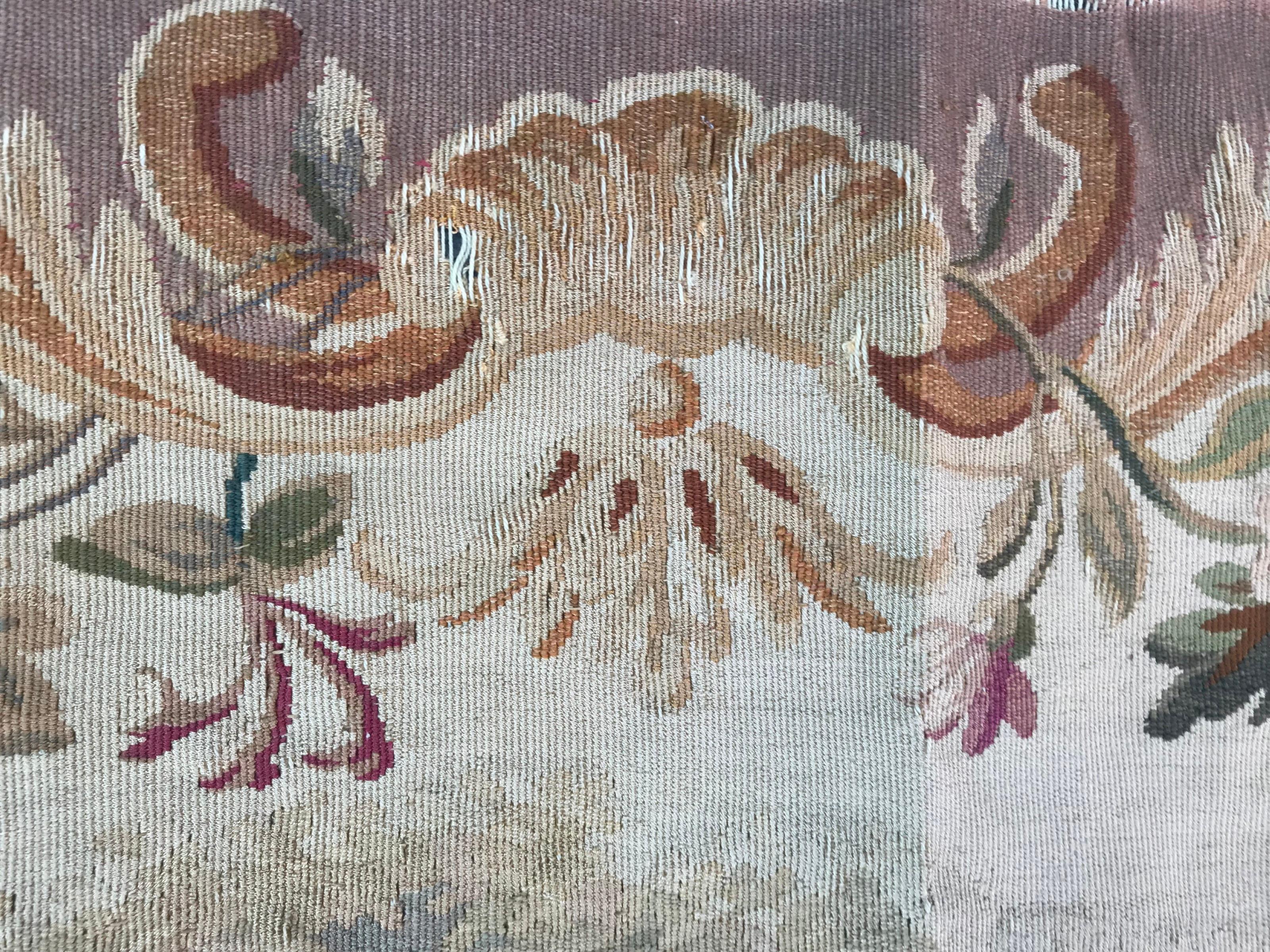 Beautiful Antique Aubusson Sofa Tapestry 6