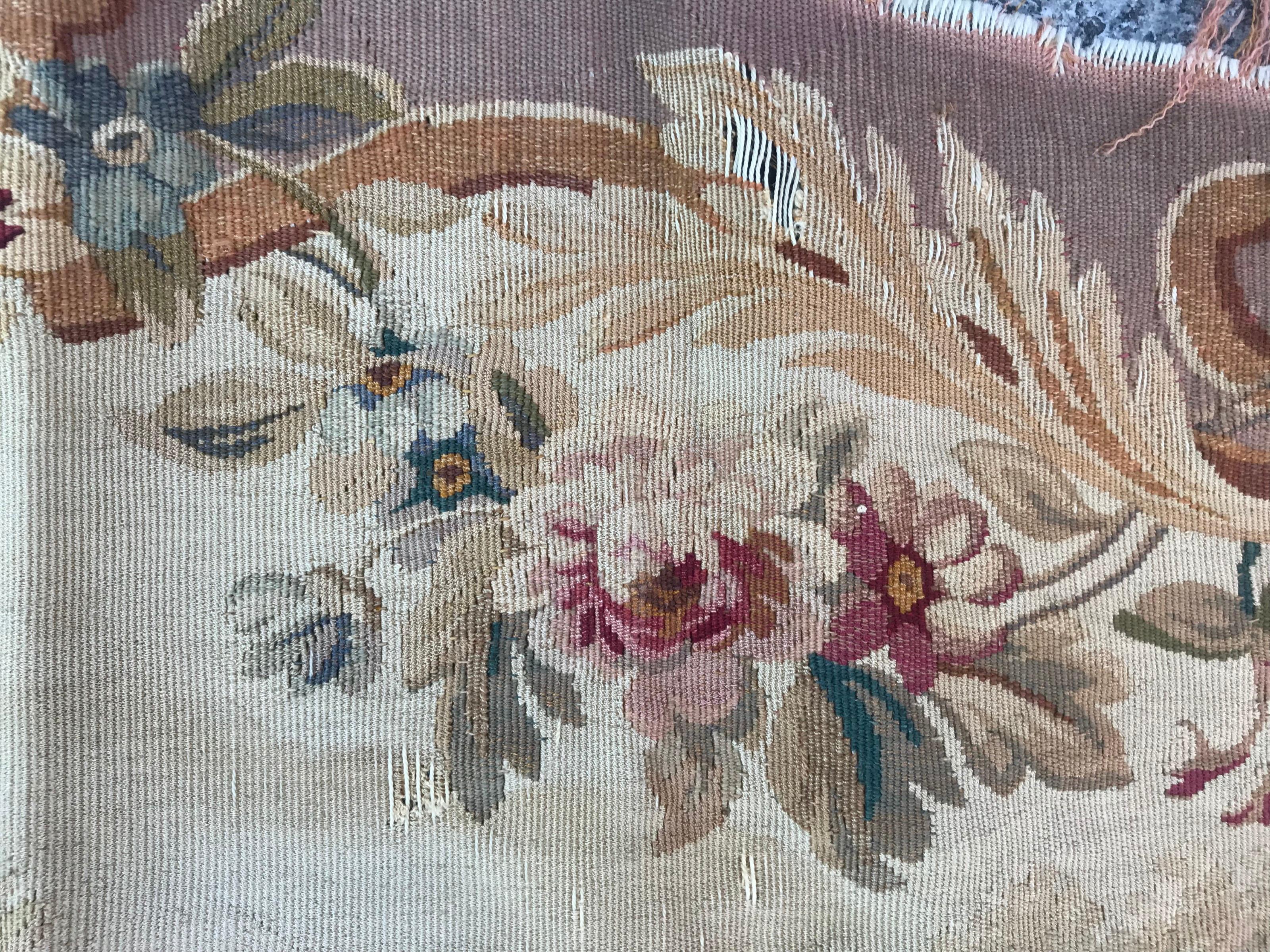 Beautiful Antique Aubusson Sofa Tapestry 7