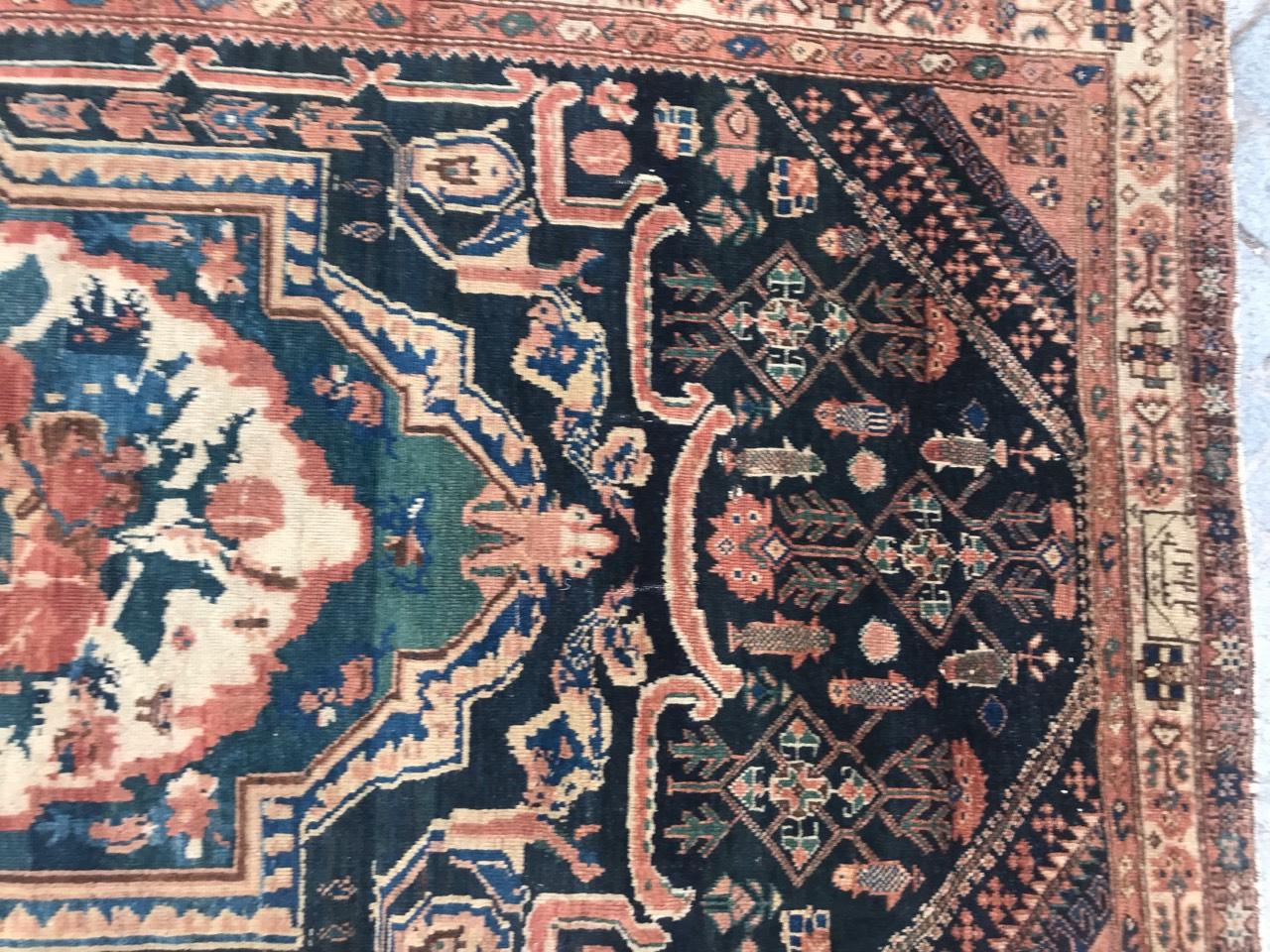 Asian Beautiful Antique Aubusson Style Mid-Eastern Rug