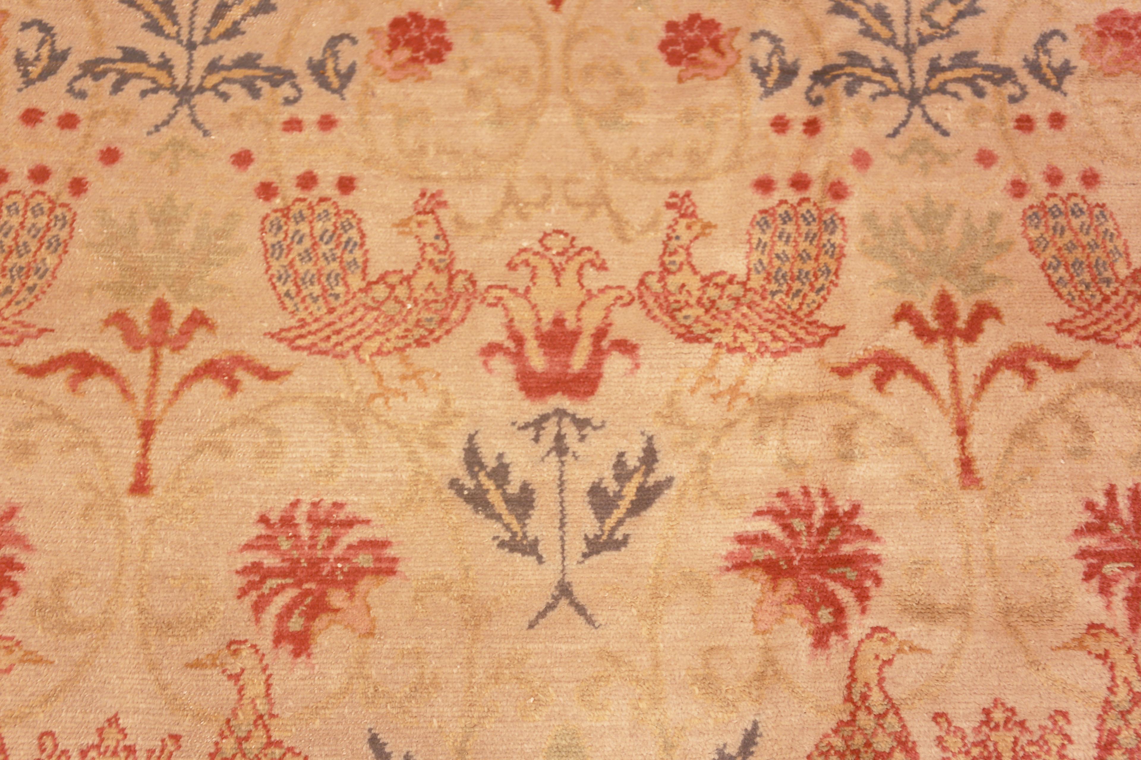 Beautiful Antique Bird Design Spanish Area Rug 11' x 12'10