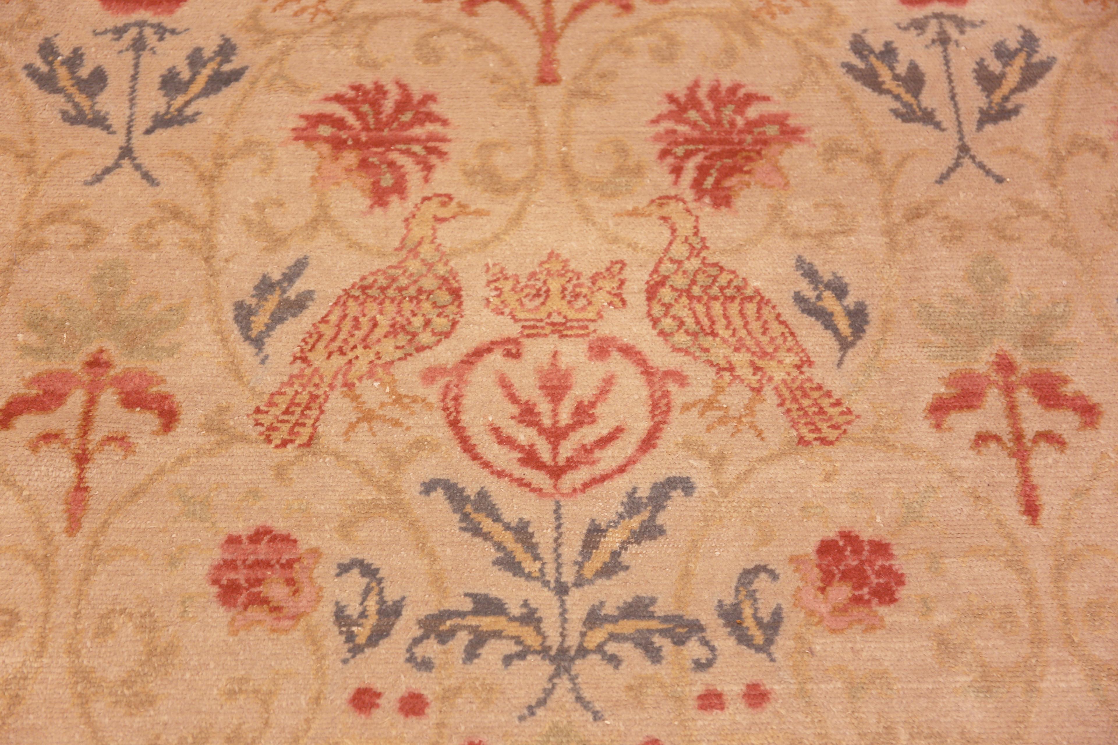 Wool Beautiful Antique Bird Design Spanish Area Rug 11' x 12'10