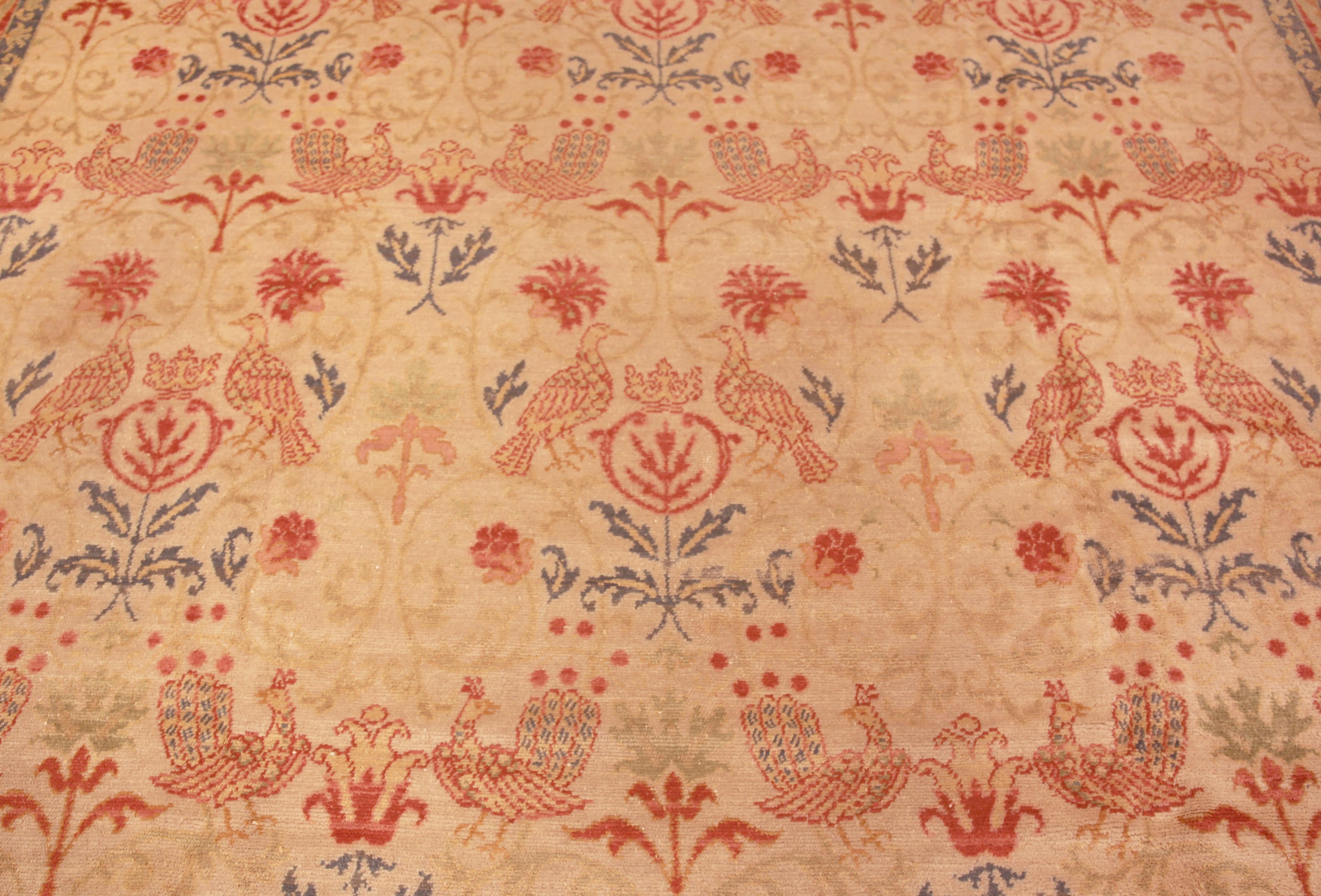 Beautiful Antique Bird Design Spanish Area Rug 11' x 12'10