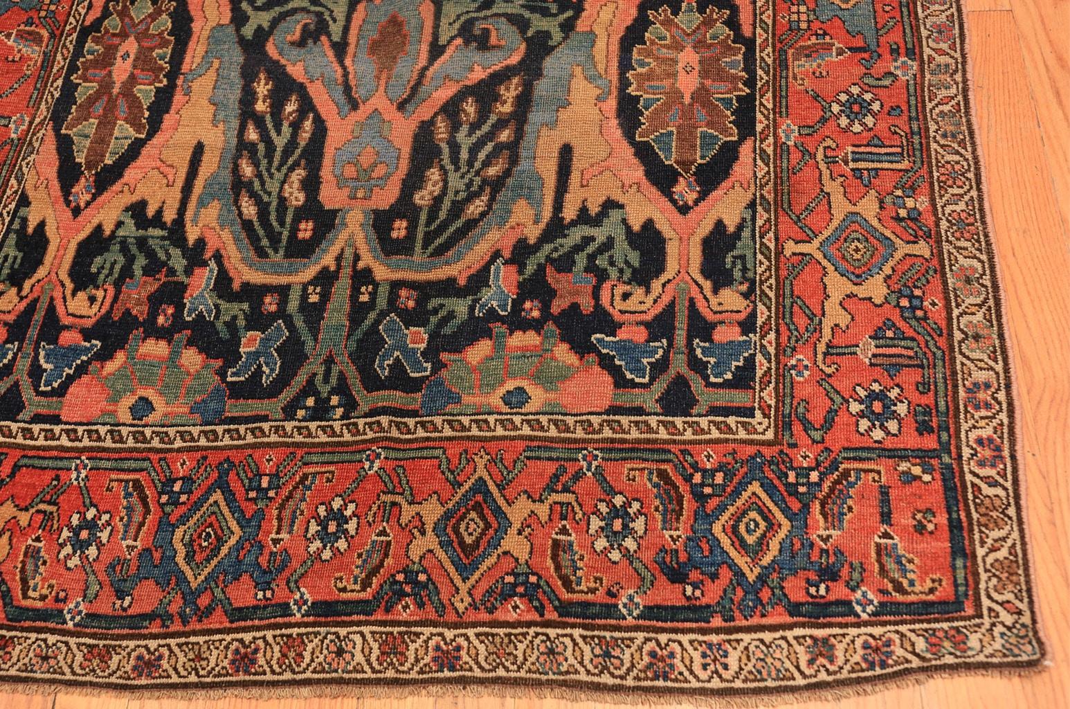 Tribal Beautiful Antique Blue Background Persian Bidjar Carpet. Size: 5' 2