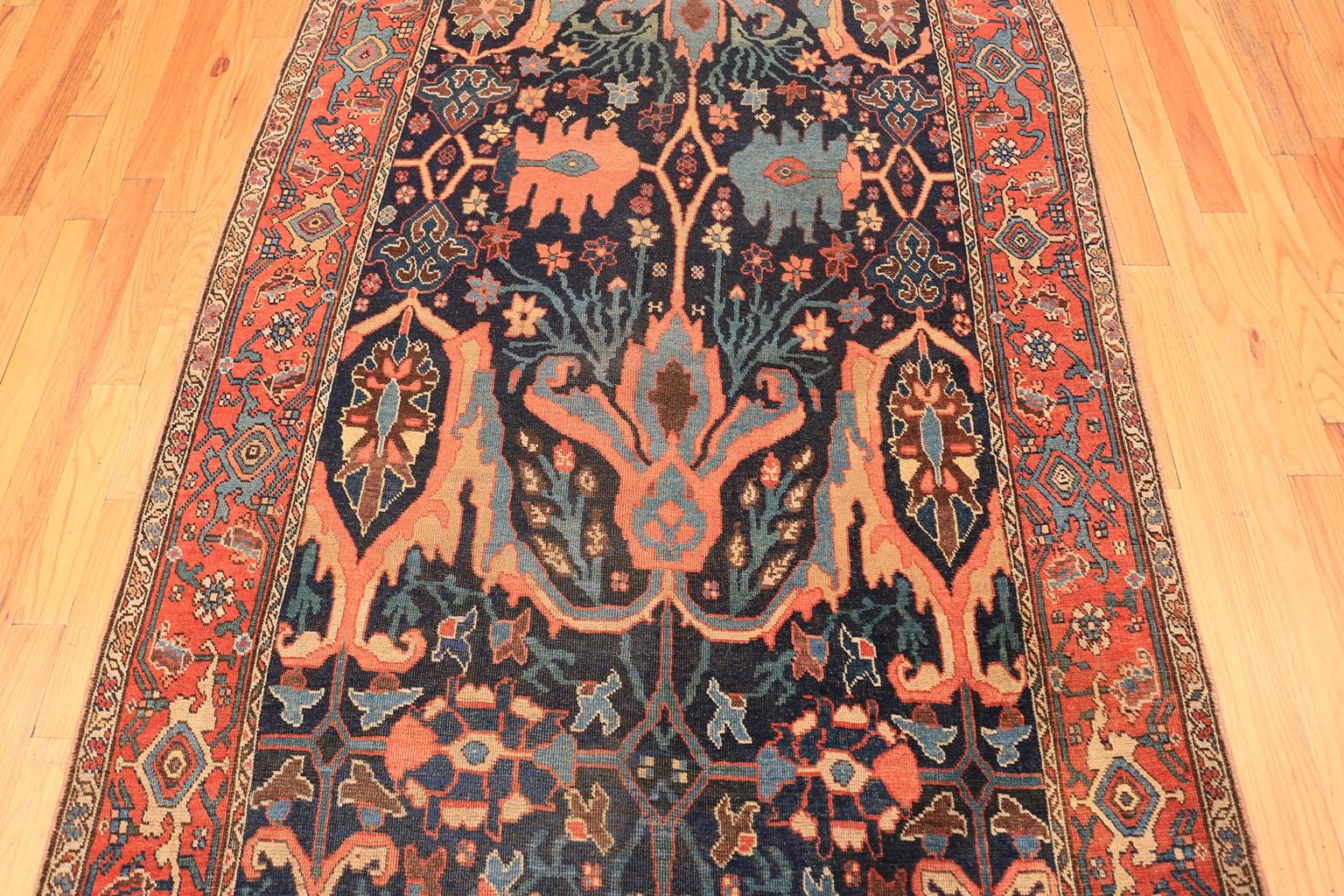 Beautiful Antique Blue Background Persian Bidjar Carpet. Size: 5' 2