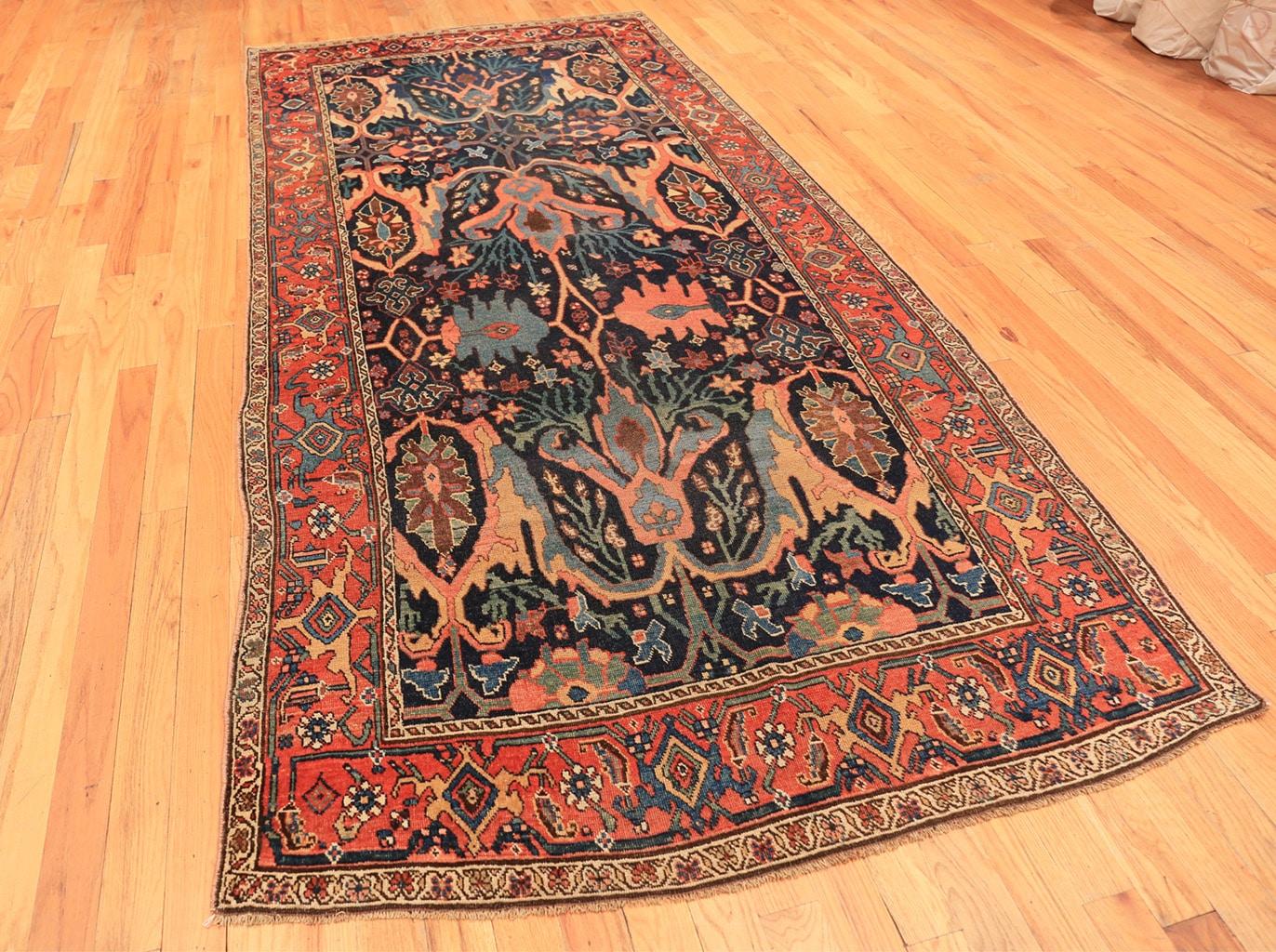 19th Century Beautiful Antique Blue Background Persian Bidjar Carpet. Size: 5' 2