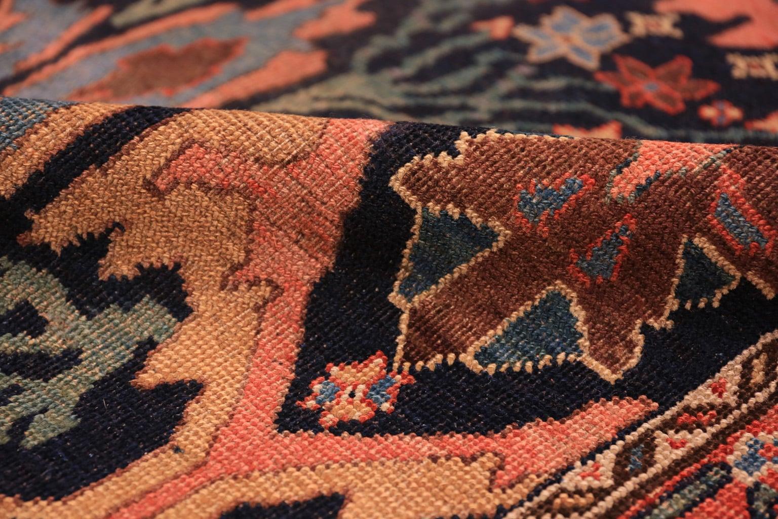 Wool Beautiful Antique Blue Background Persian Bidjar Carpet. Size: 5' 2