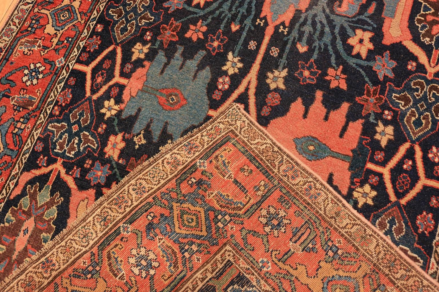 Beautiful Antique Blue Background Persian Bidjar Carpet. Size: 5' 2