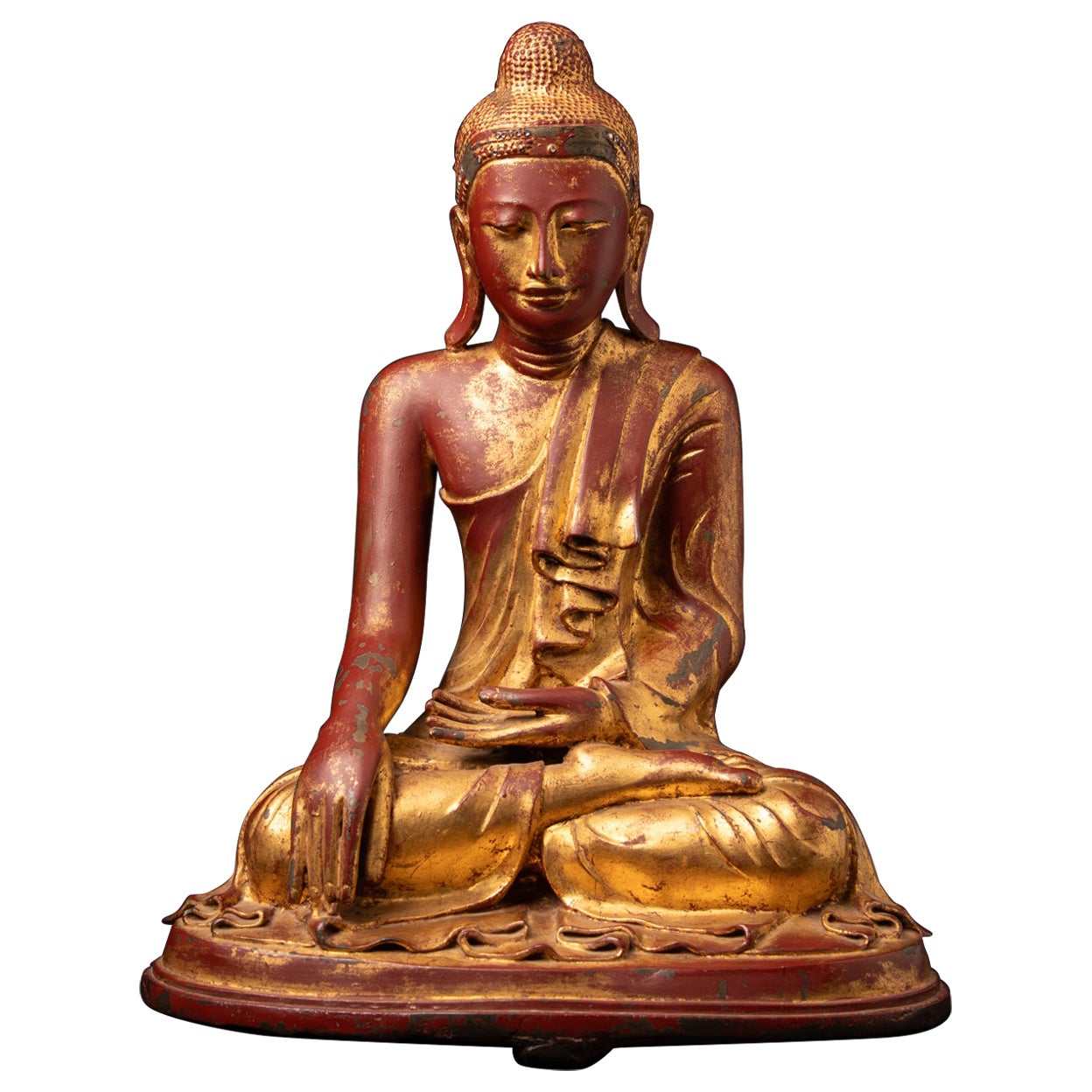 Magnifique Bouddha de Mandalay, en bronze antique, provenant de Birmanie