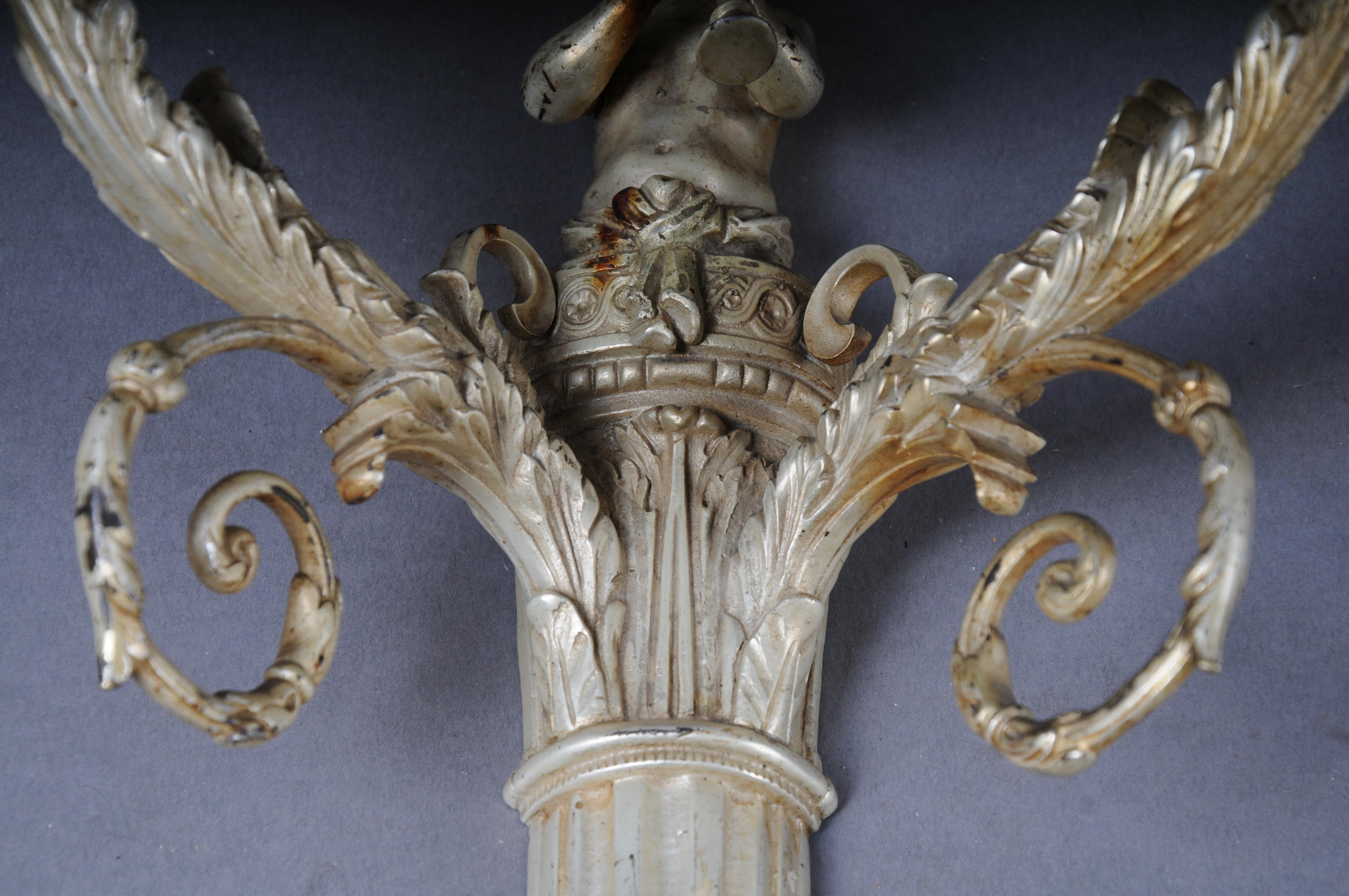 Beautiful antique bronze candle sconce from around 1880, France For Sale 7